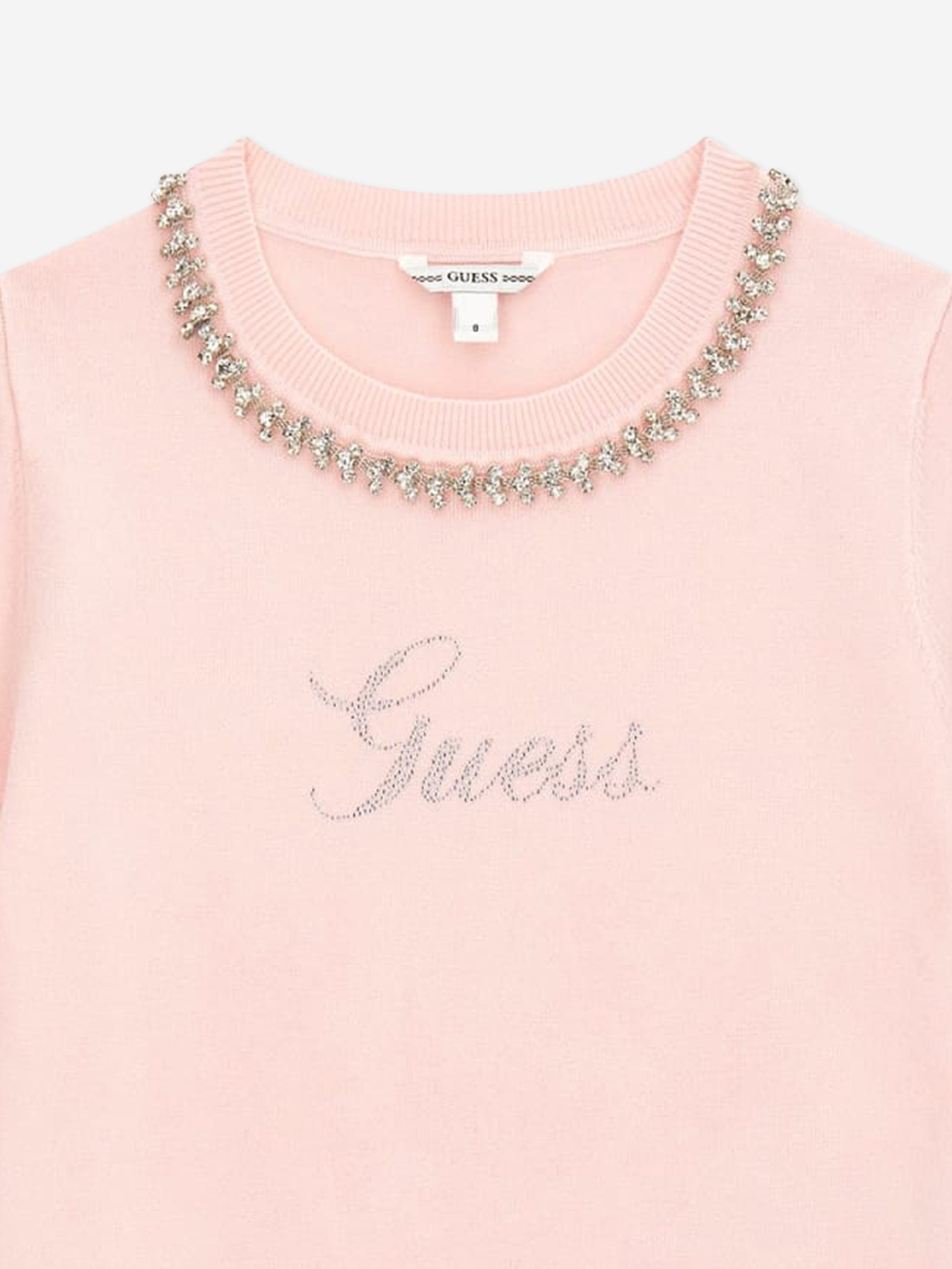 Guess Girls Logo Sweater Top in Pink