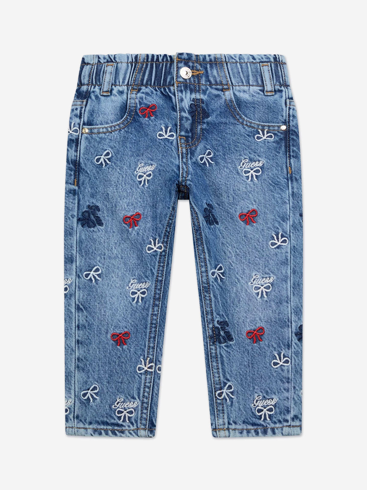 Guess Embroidered Bow Mom Jeans