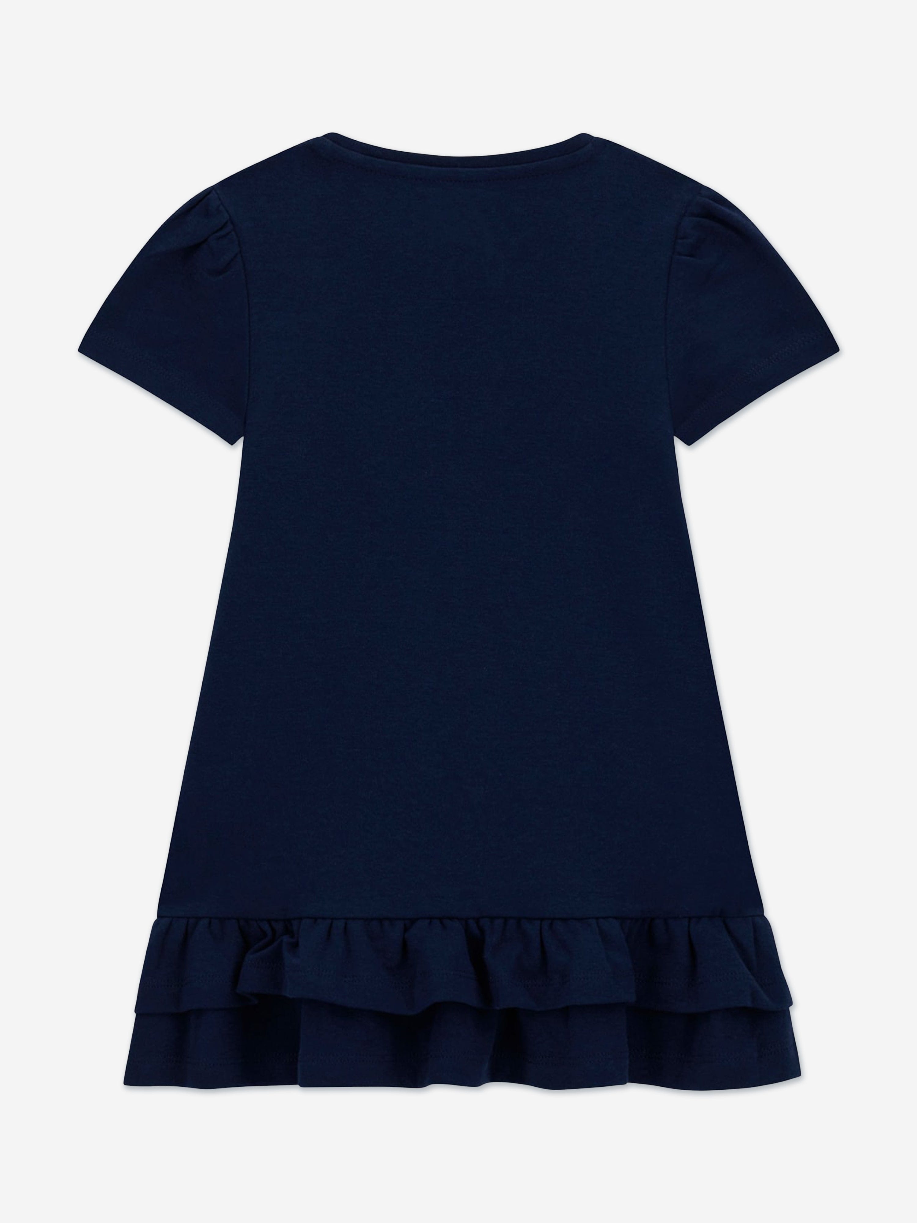 Guess Girls Logo Jersey Dress in Navy