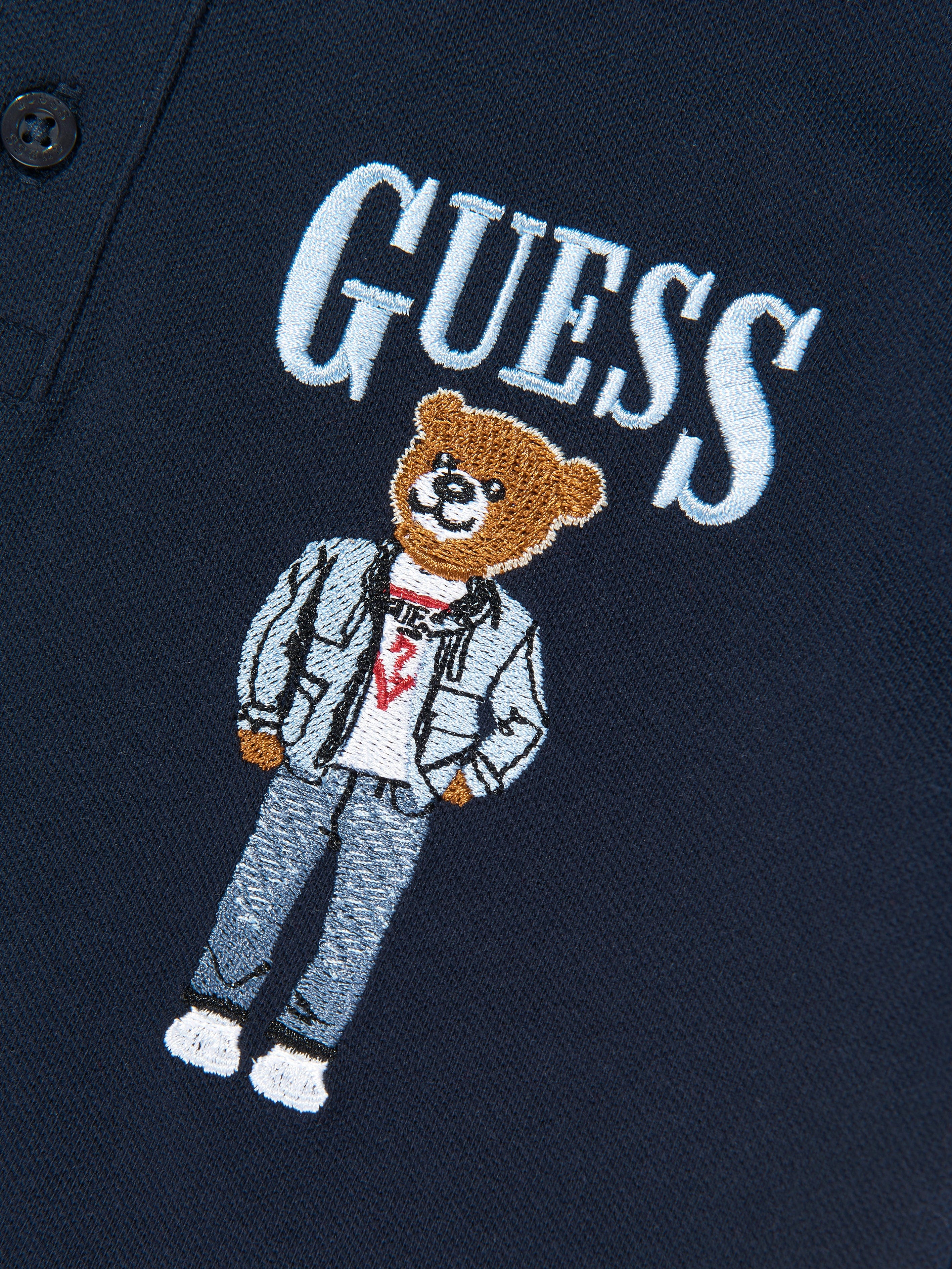 Guess Boys Bear Polo Shirt in Navy