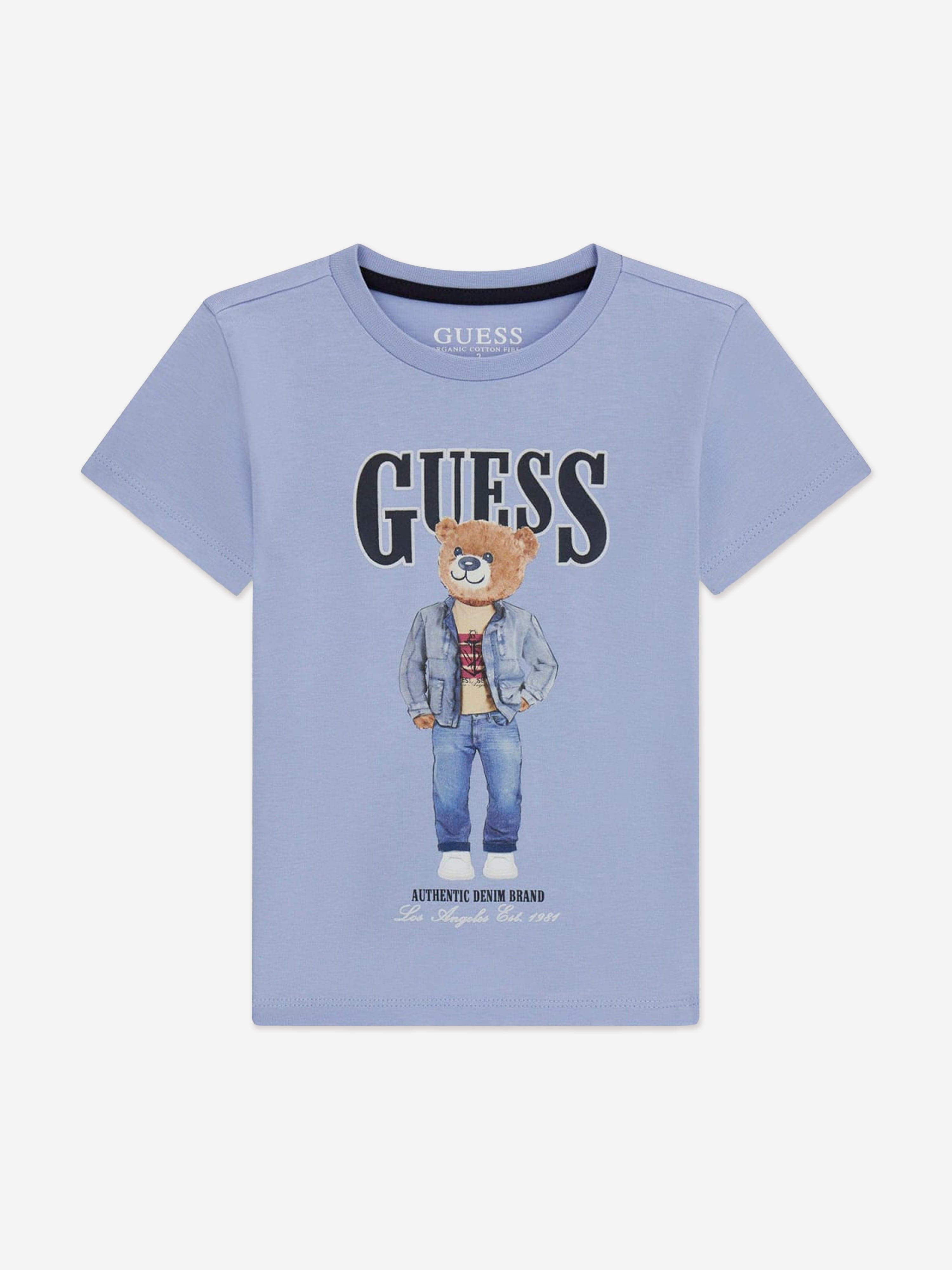 Guess Boys Bear Logo T-Shirt in Blue