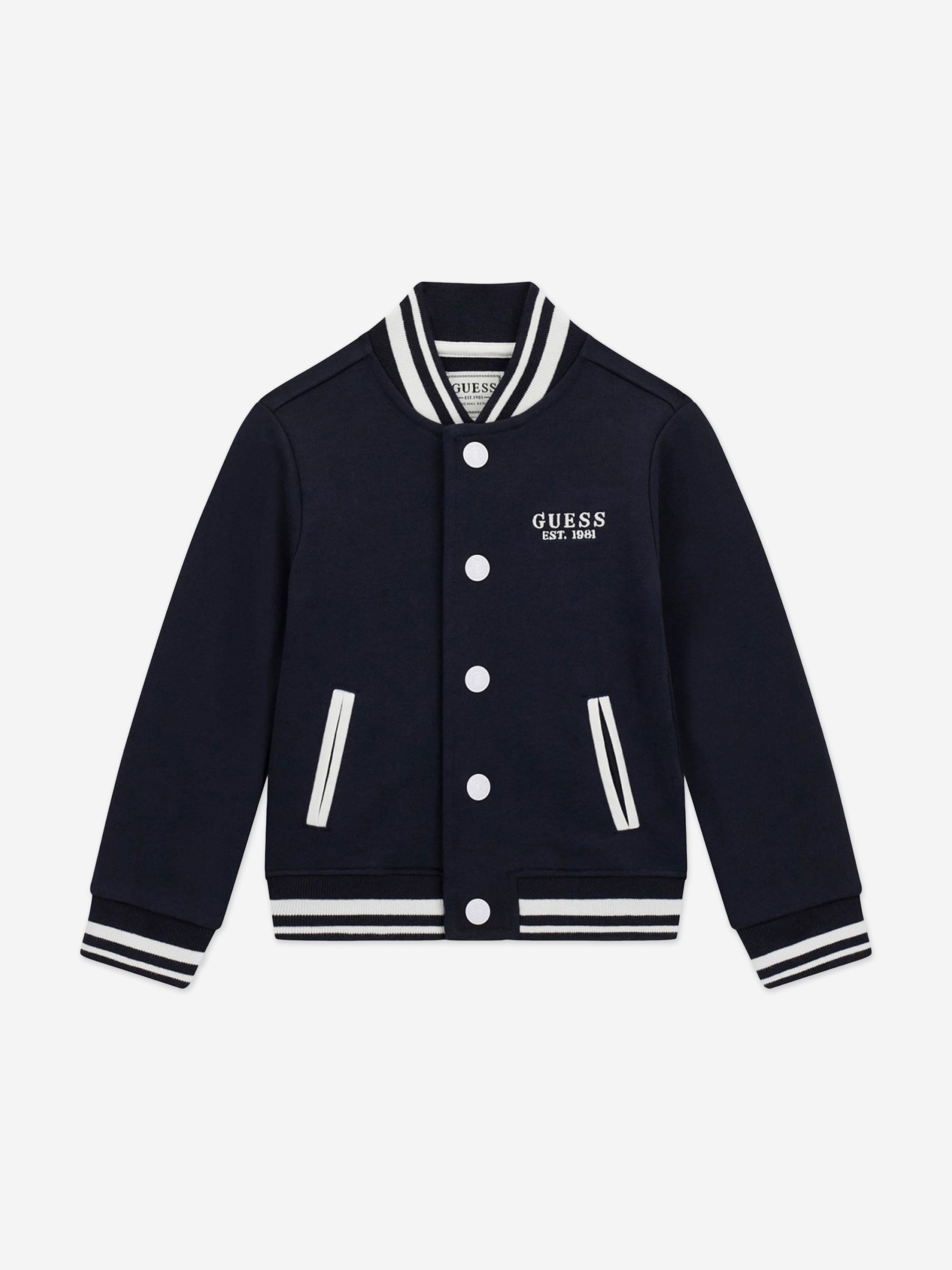 Guess Boys Fleece Bomber Jacket in Navy