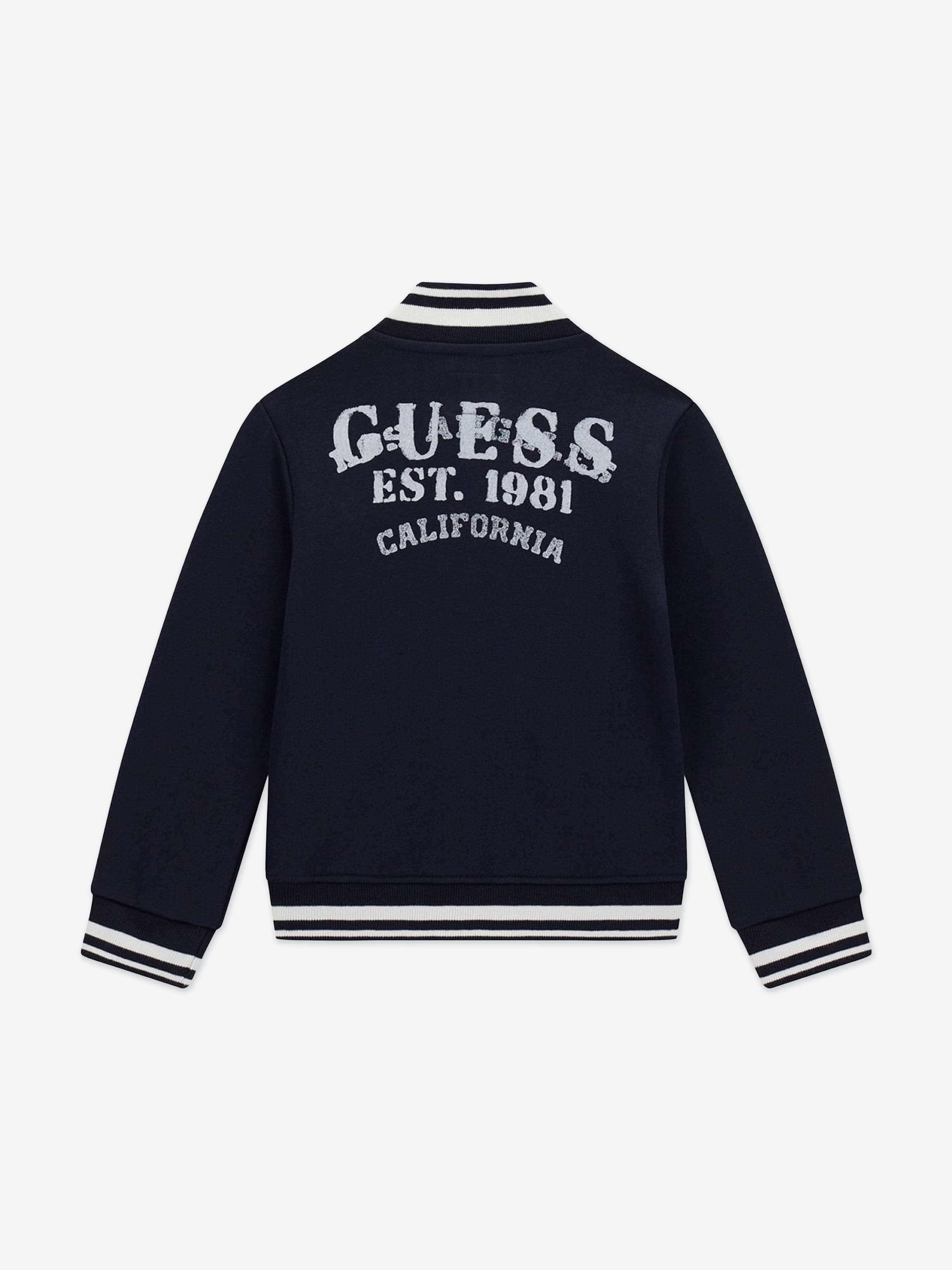 Guess Boys Fleece Bomber Jacket in Navy