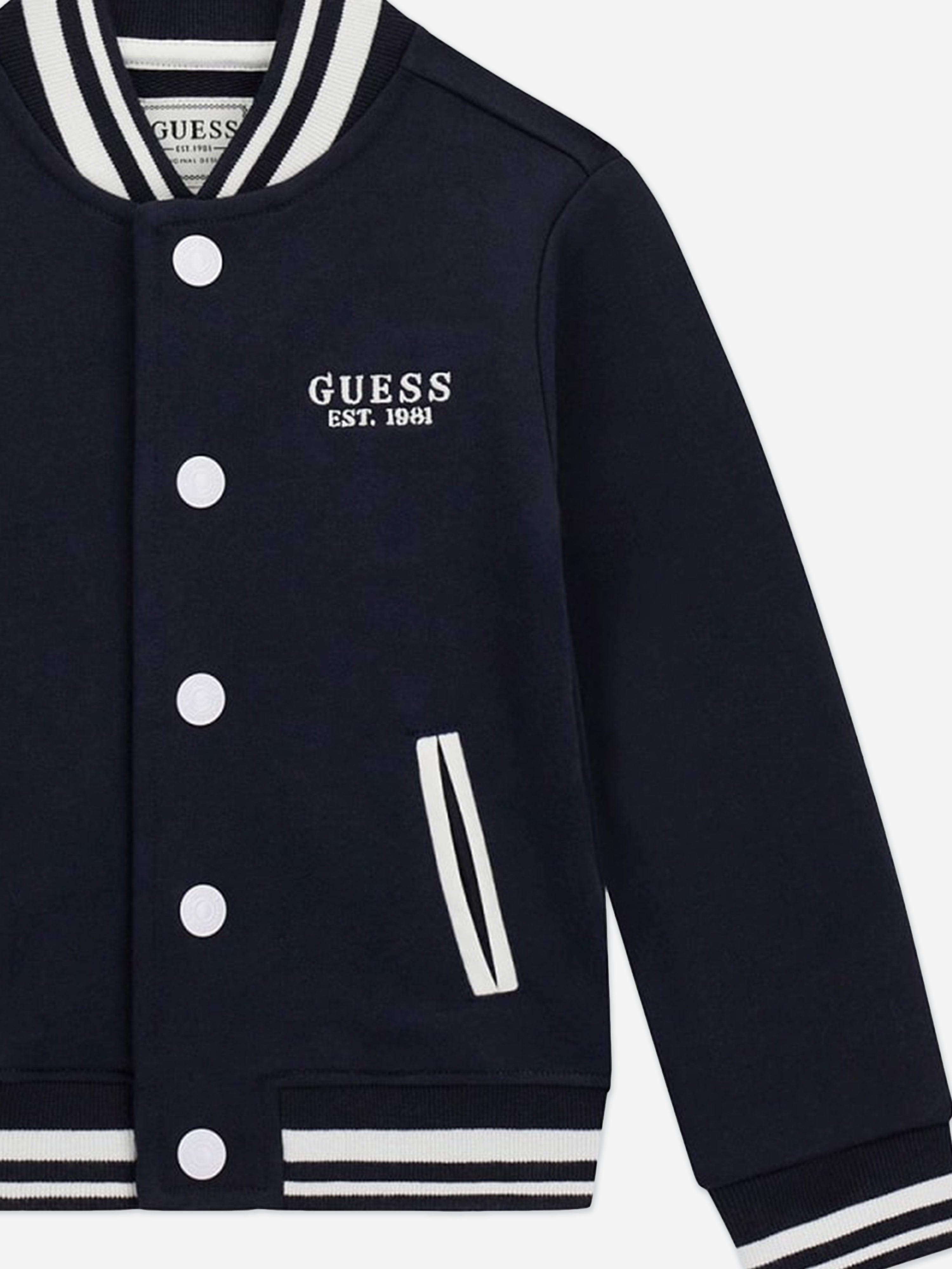 Guess Boys Fleece Bomber Jacket in Navy