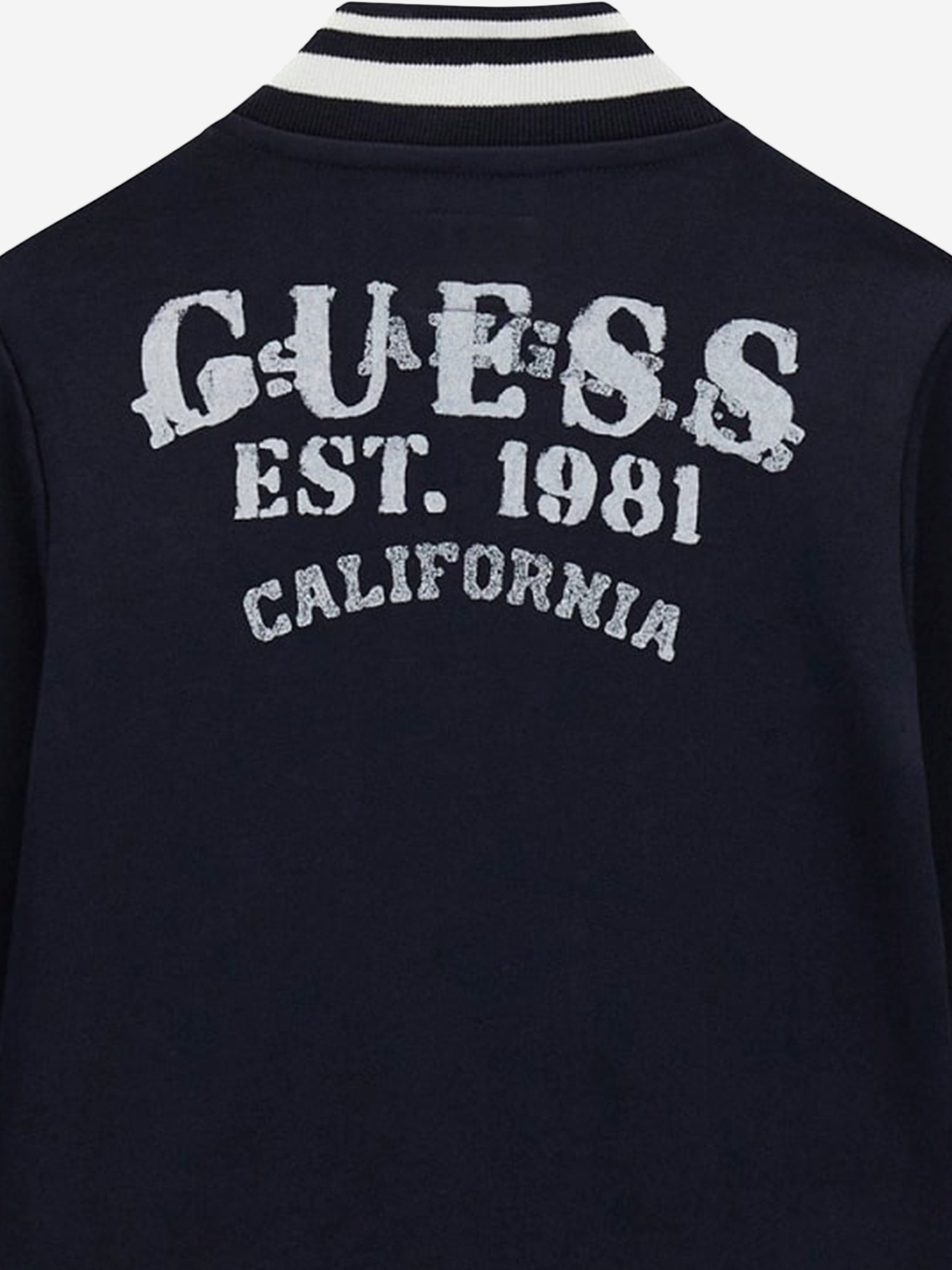 Guess Boys Fleece Bomber Jacket in Navy