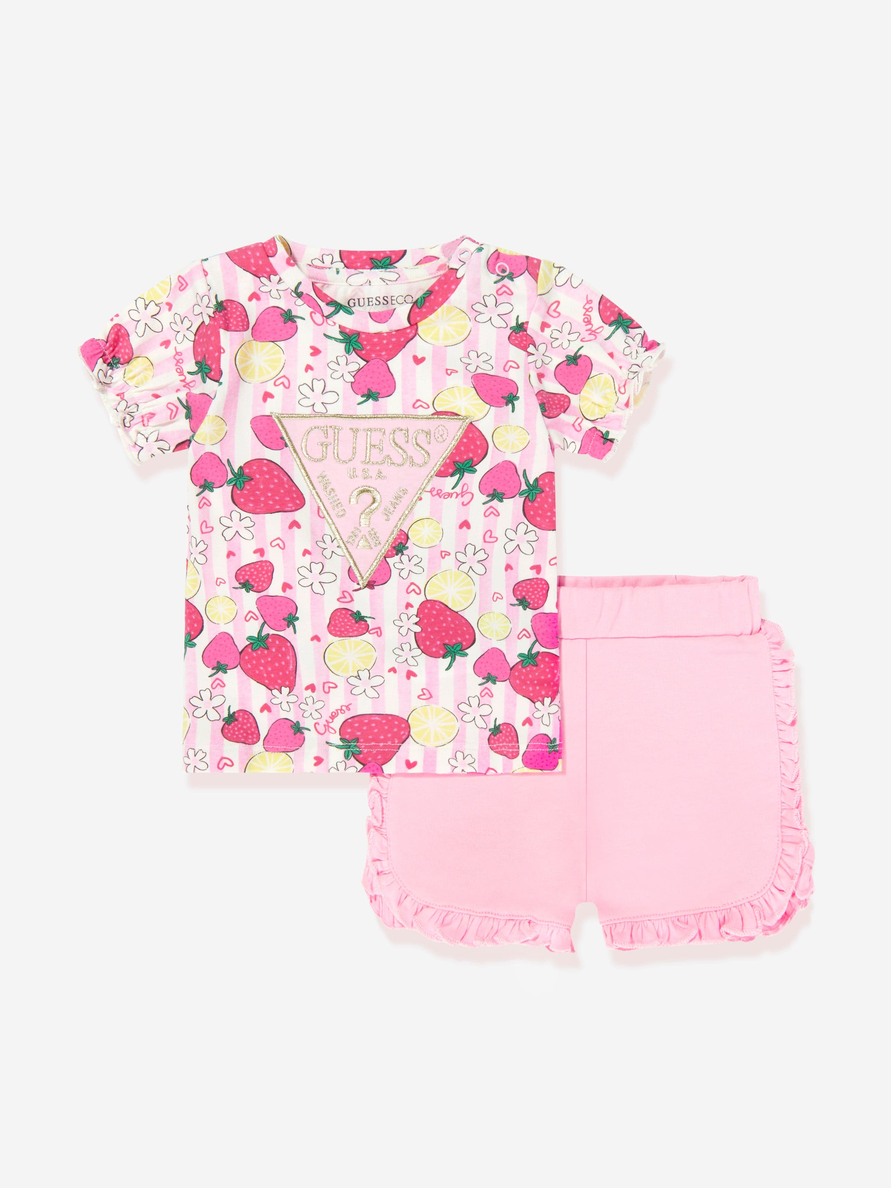 Guess Baby Girls Strawberry T-Shirt and Shorts Set in Pink