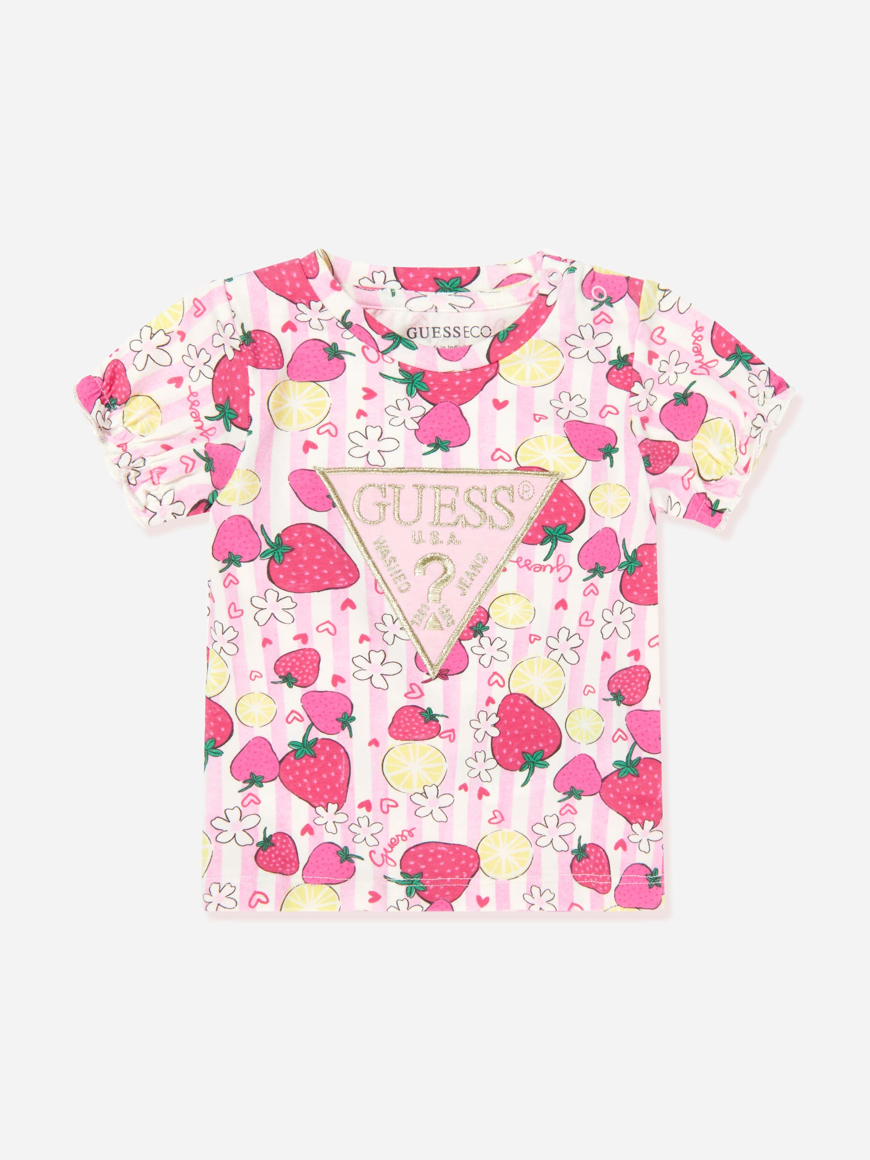 Guess Baby Girls Strawberry T-Shirt and Shorts Set in Pink