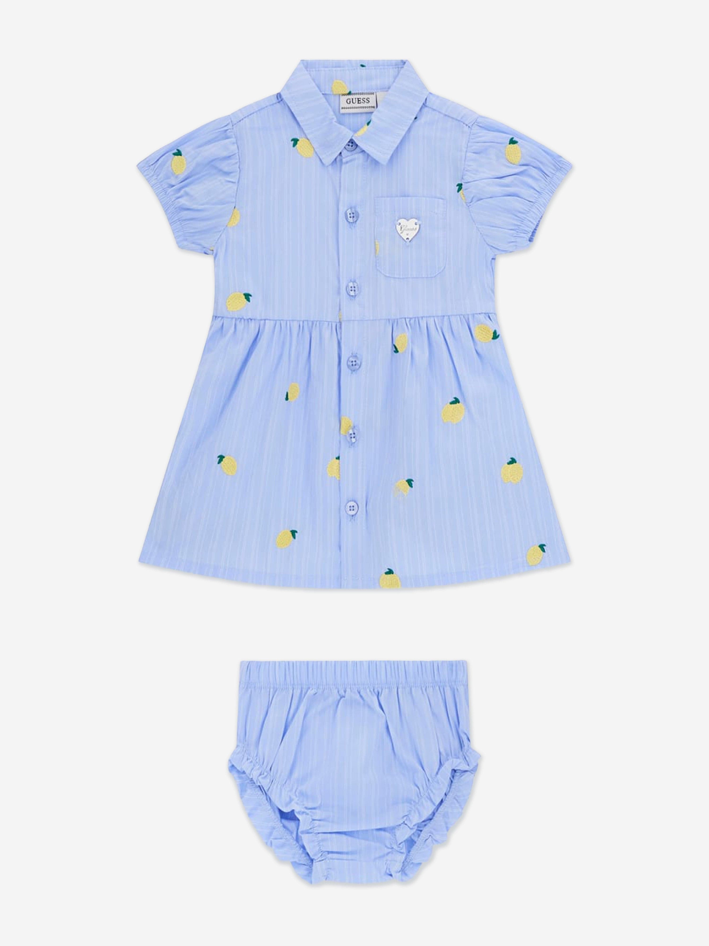 Guess Baby Girls Shirt Dress with Knickers in Blue
