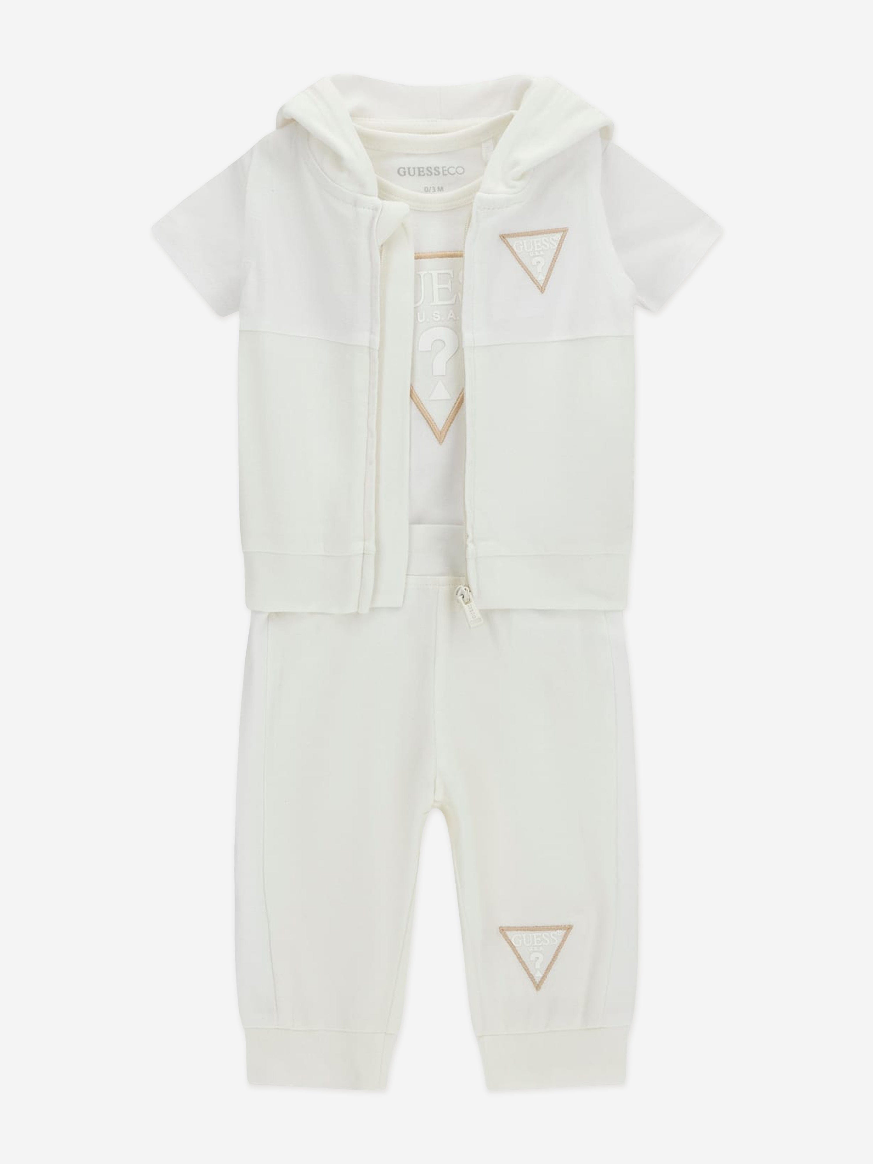 Guess Baby 3 Piece Bodysuit Set in Ivory
