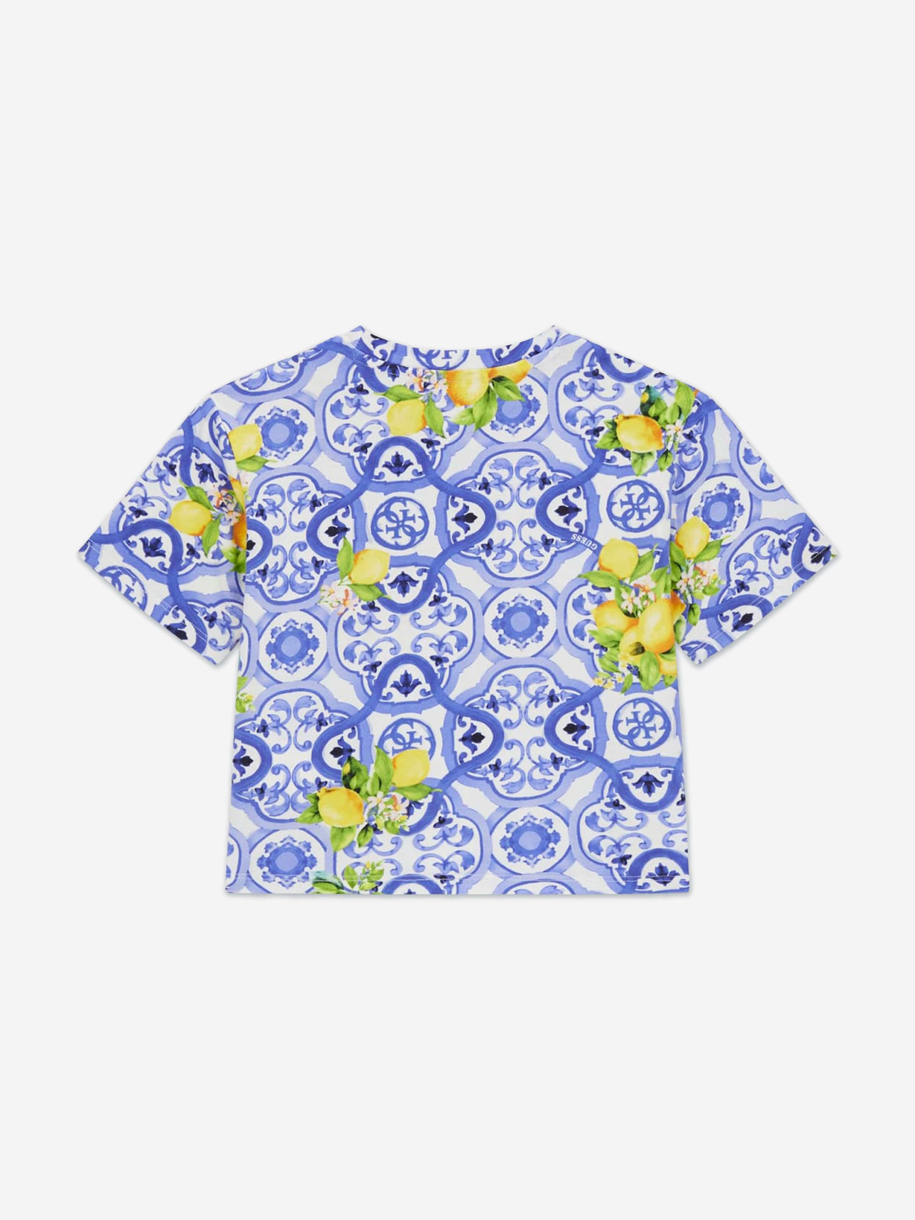 Guess Girls Amalfi Coast Midi T-Shirt in Blue