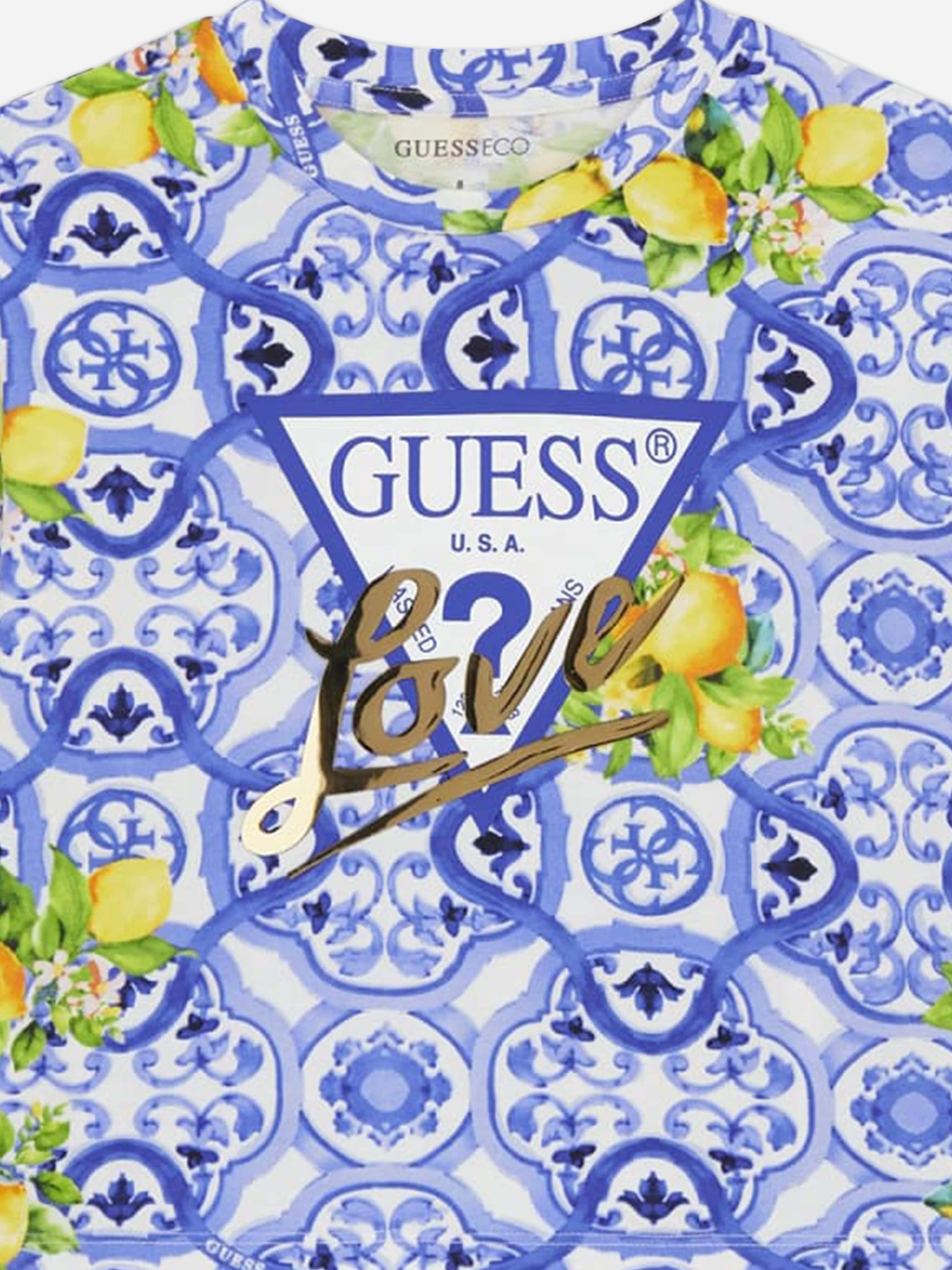Guess Girls Amalfi Coast Midi T-Shirt in Blue