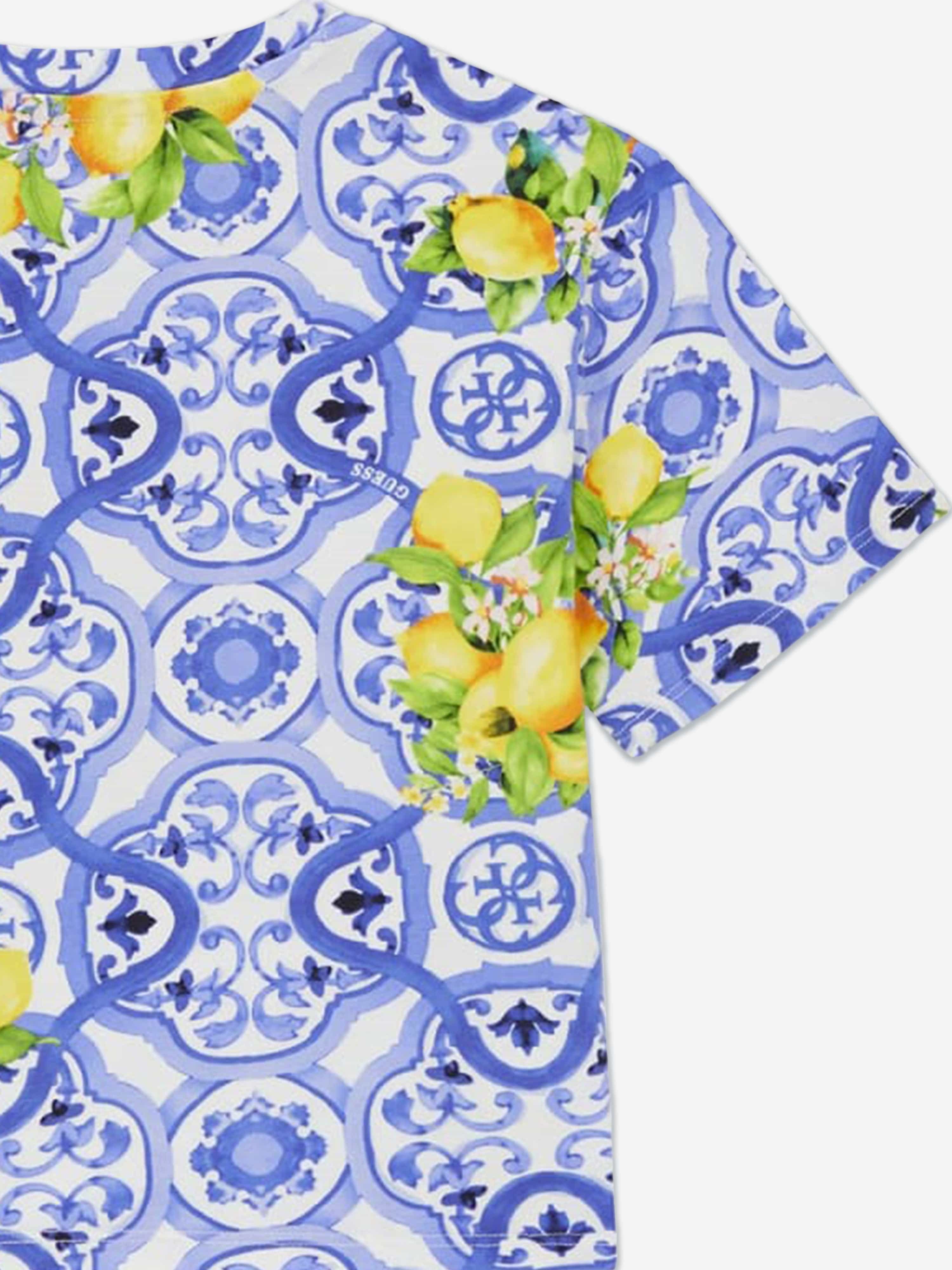 Guess Girls Amalfi Coast Midi T-Shirt in Blue
