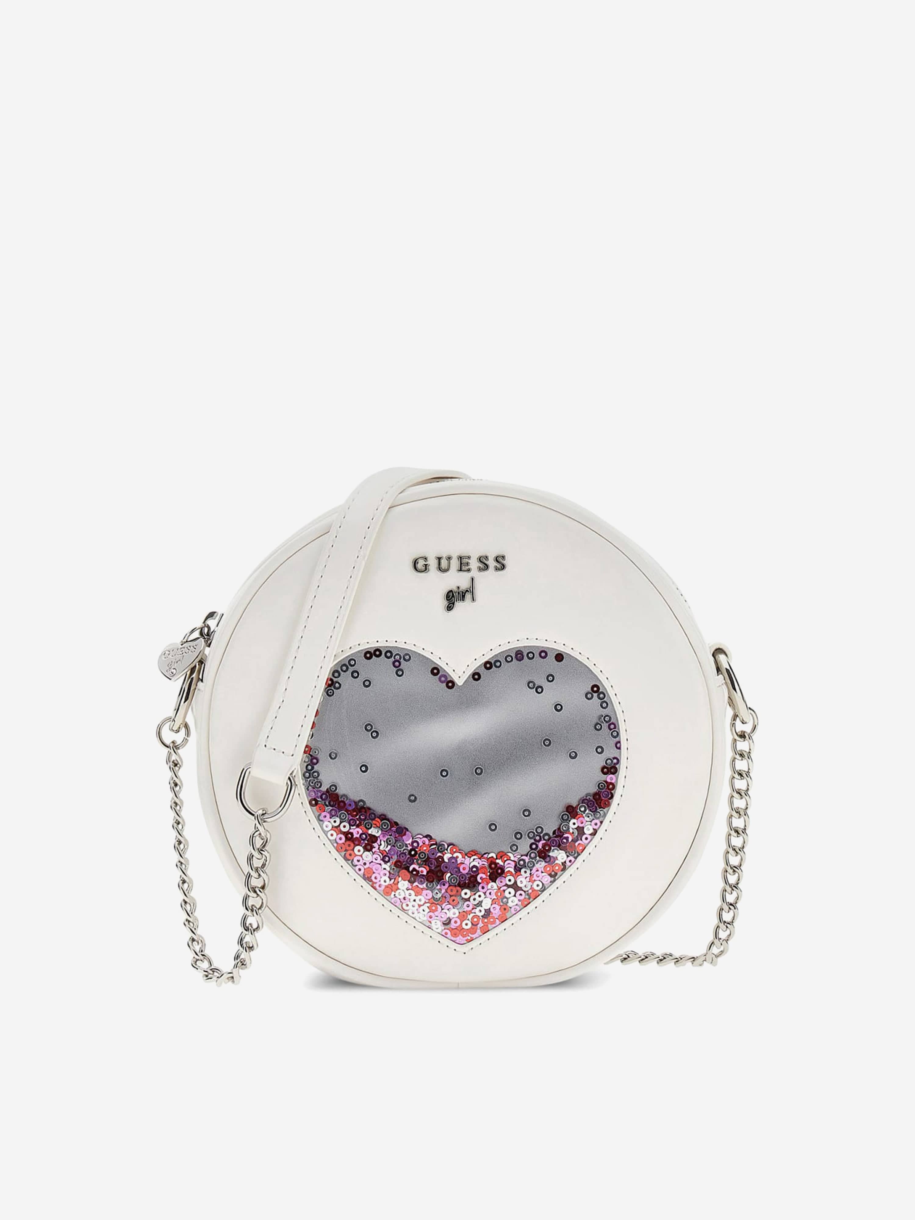 Guess Girls Sequin Heart Circle Bag in Ivory (16.8cm)