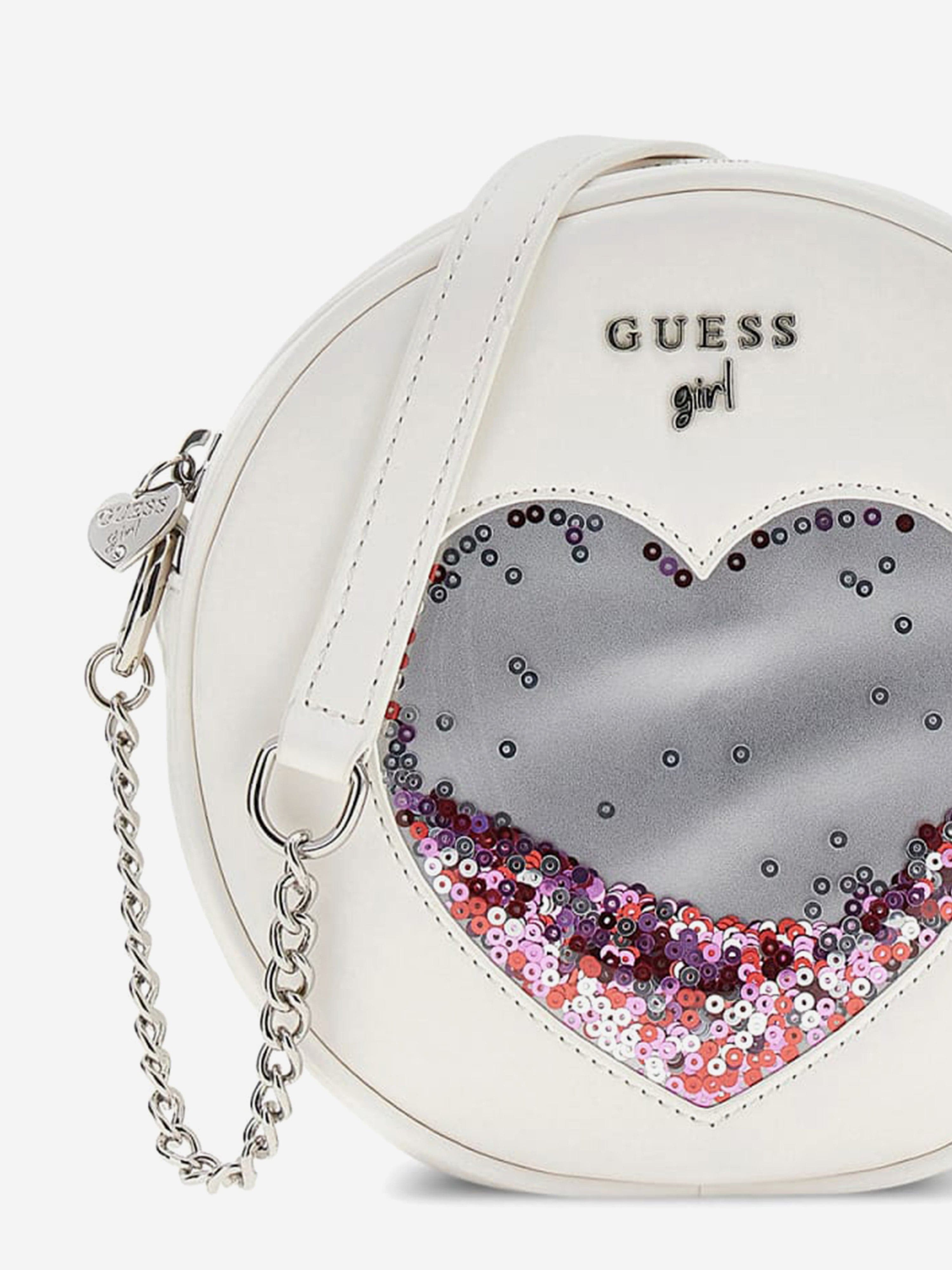 Guess Girls Sequin Heart Circle Bag in Ivory (16.8cm)