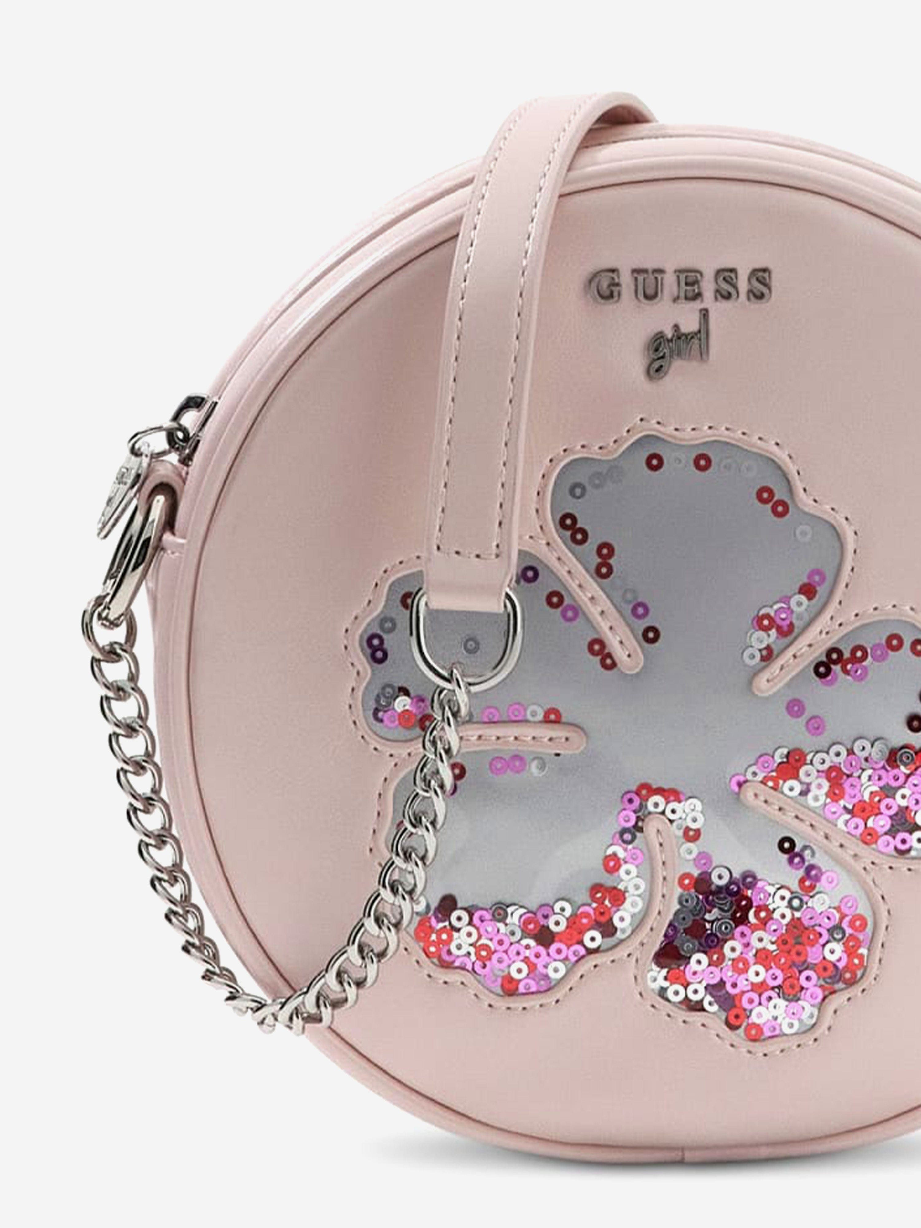 Guess Girls Sequin Flower Circle Bag in Pink (16.8cm)