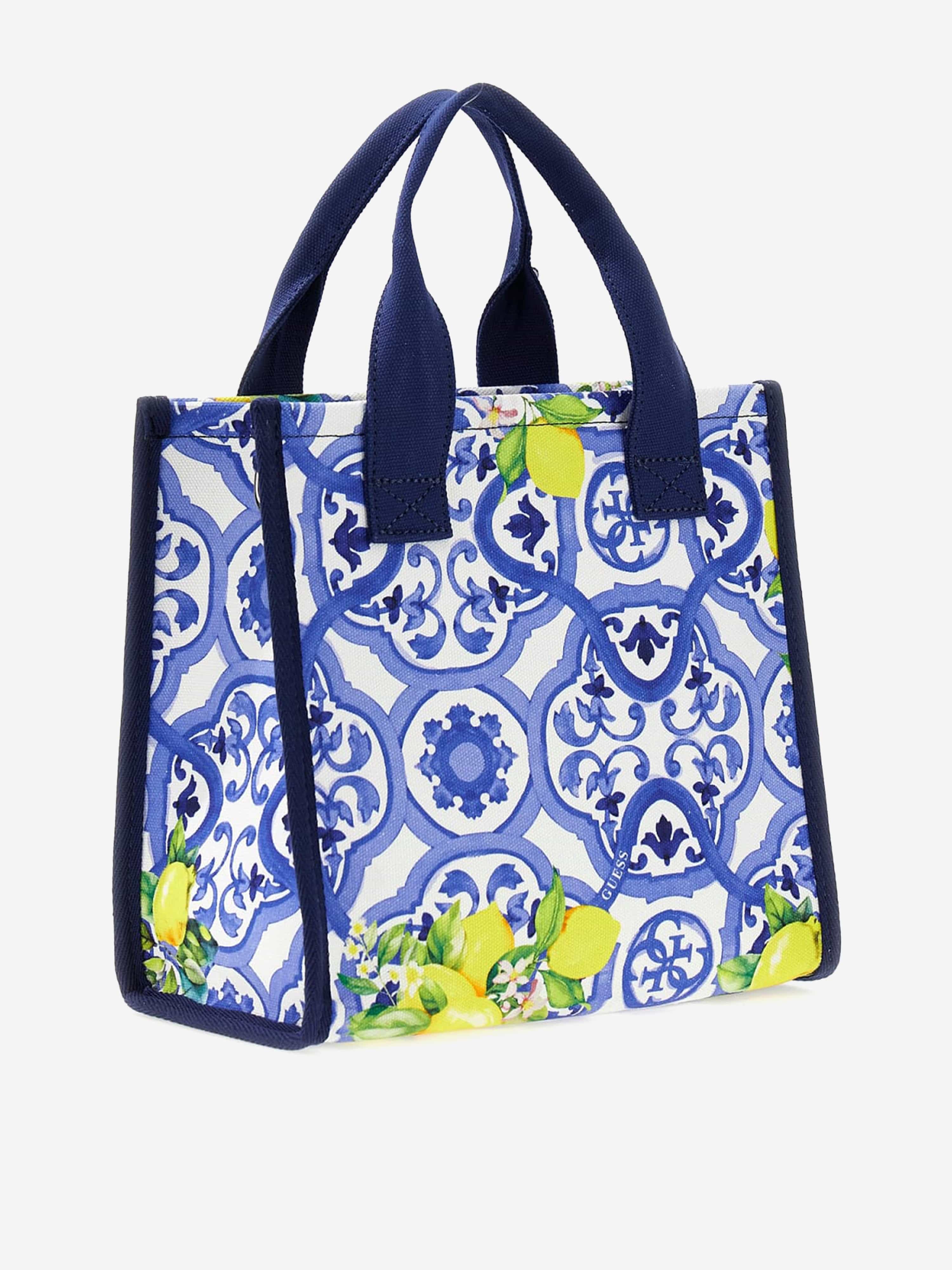 Guess Girls Amalfi Coast Canvas Beach Bag in Blue (25cm)
