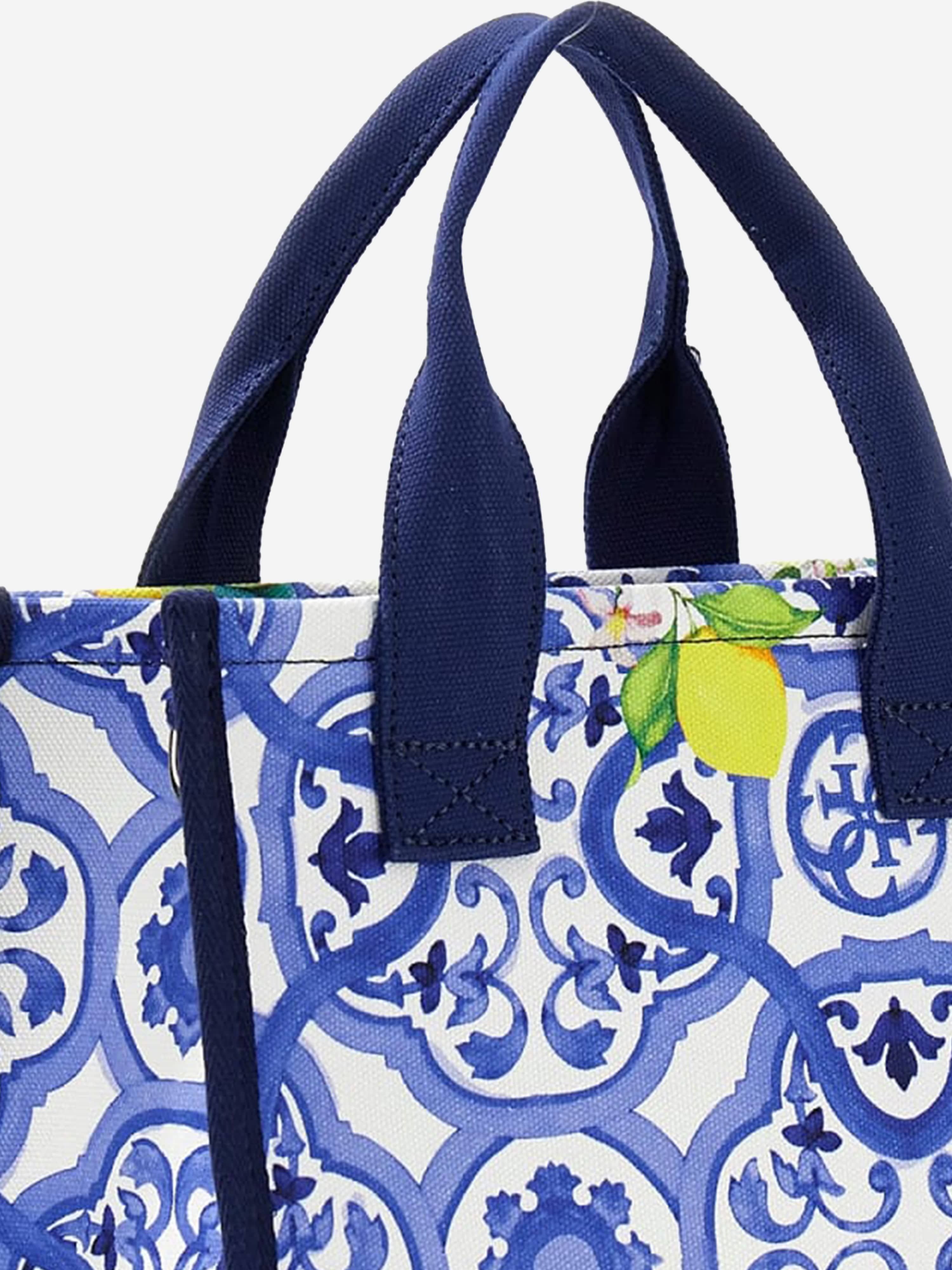Guess Girls Amalfi Coast Canvas Beach Bag in Blue (25cm)