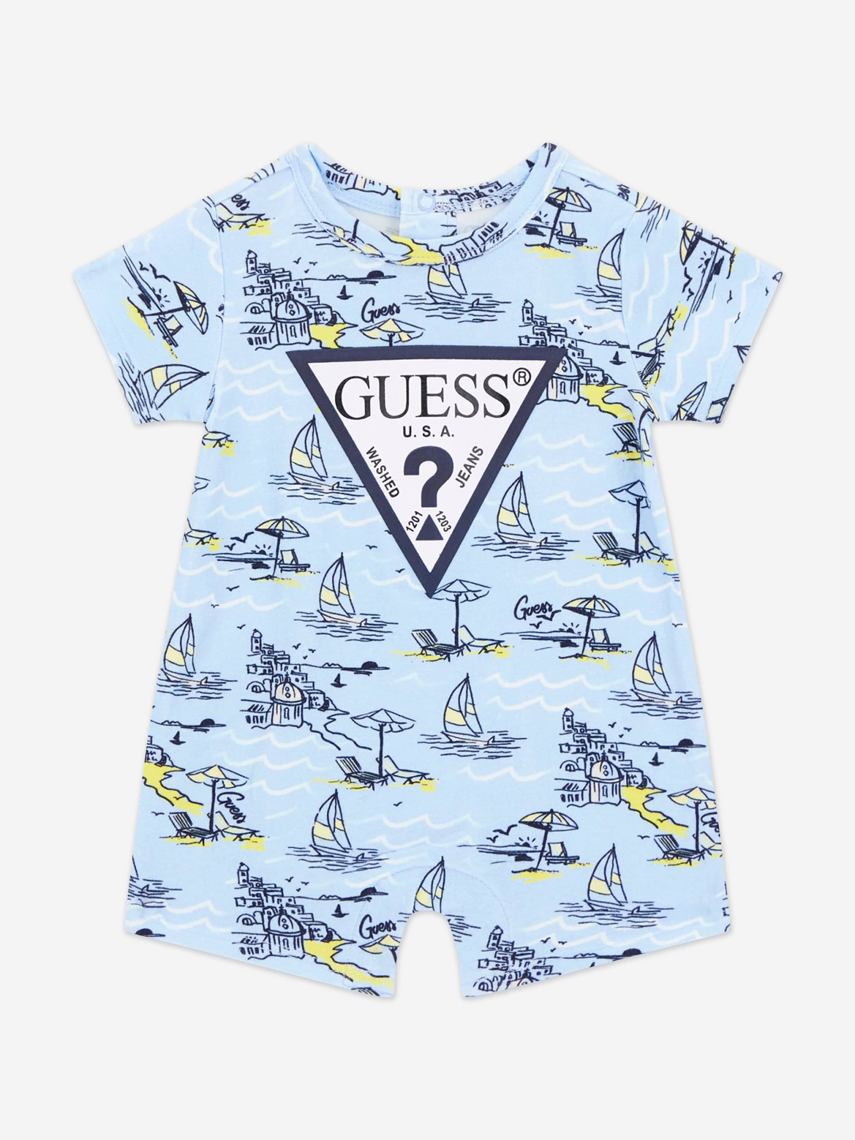 Guess Baby Boys Sea City Romper in Blue
