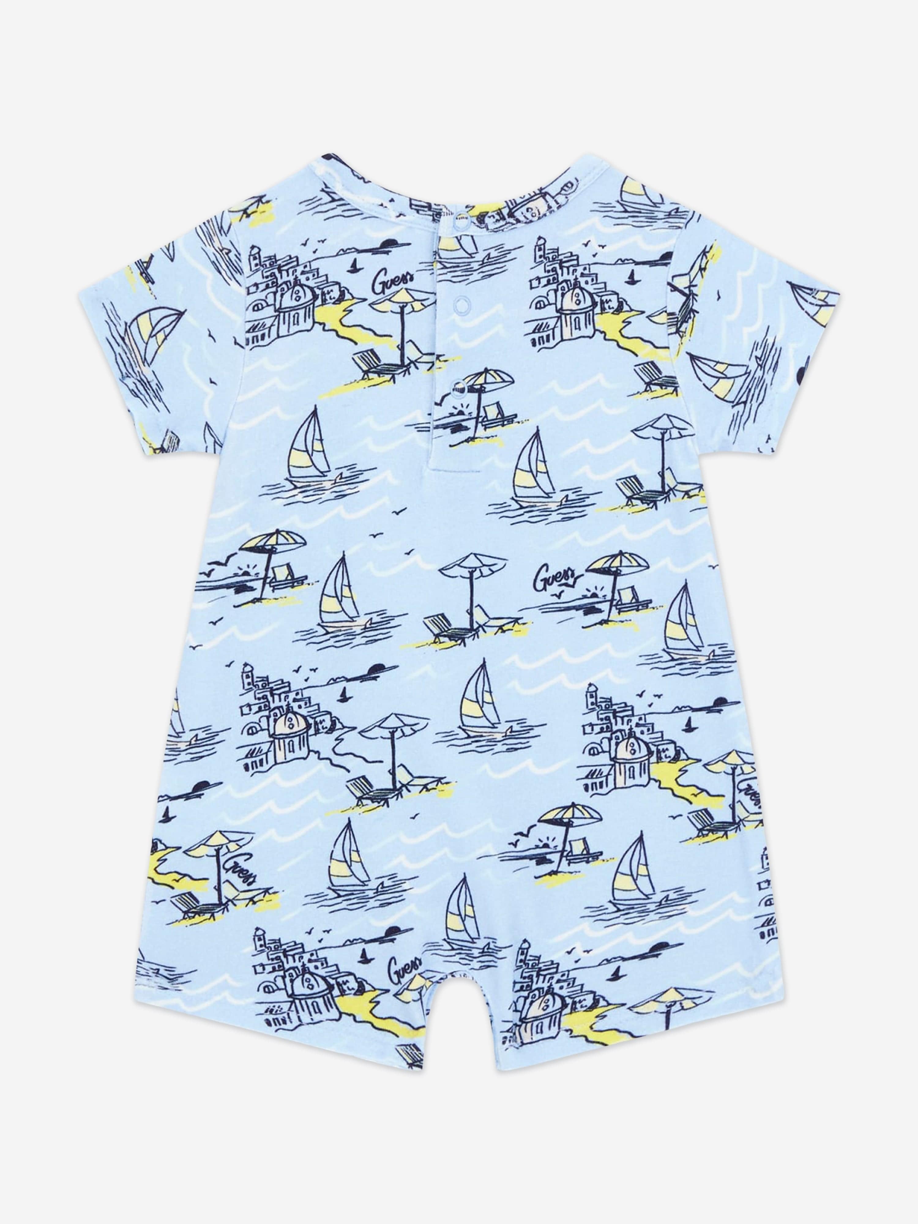 Guess Baby Boys Sea City Romper in Blue