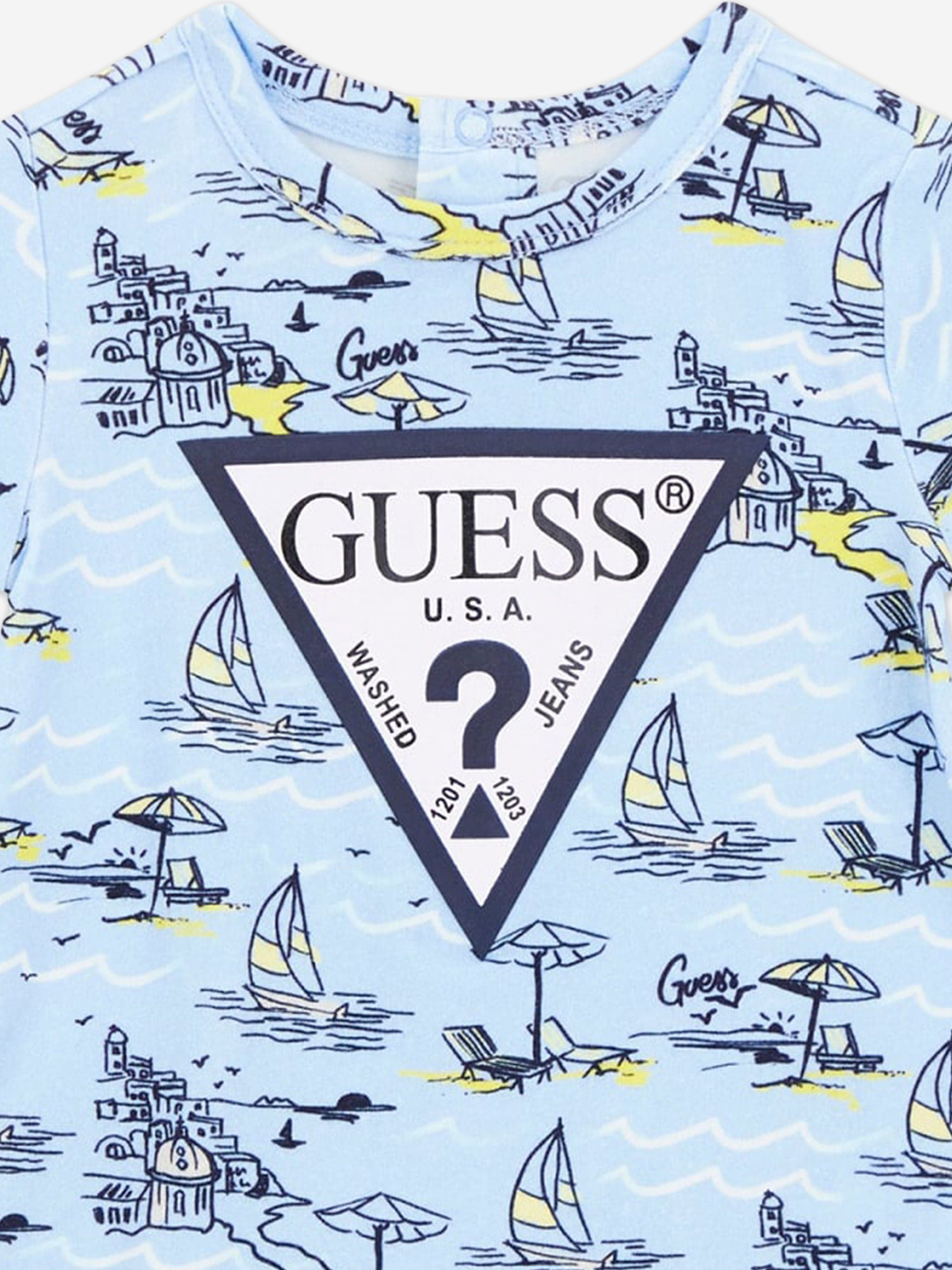 Guess Baby Boys Sea City Romper in Blue