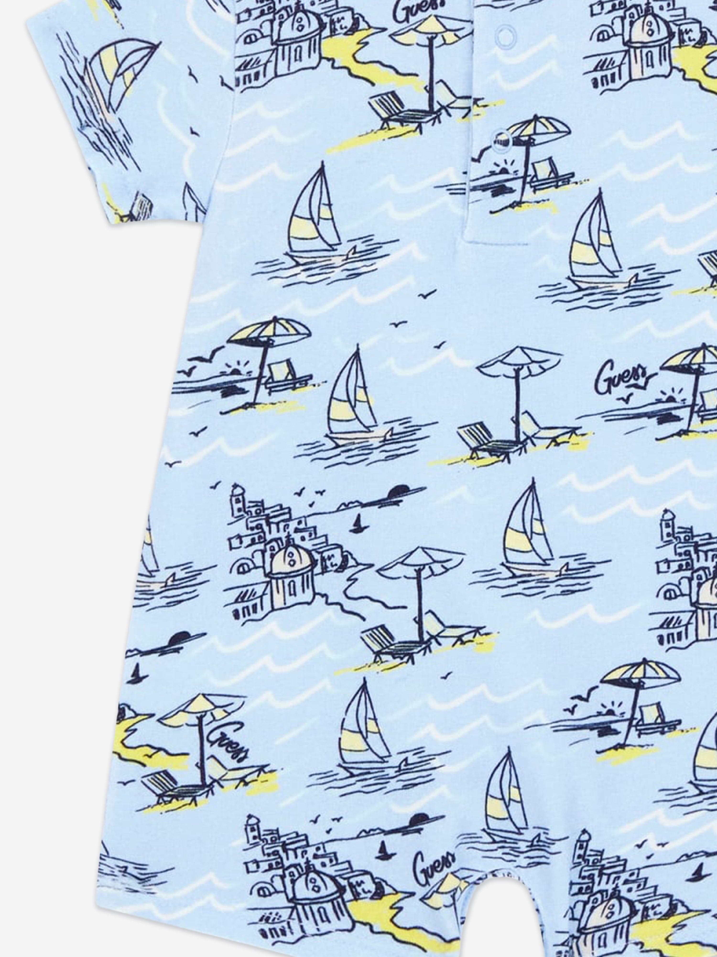 Guess Baby Boys Sea City Romper in Blue