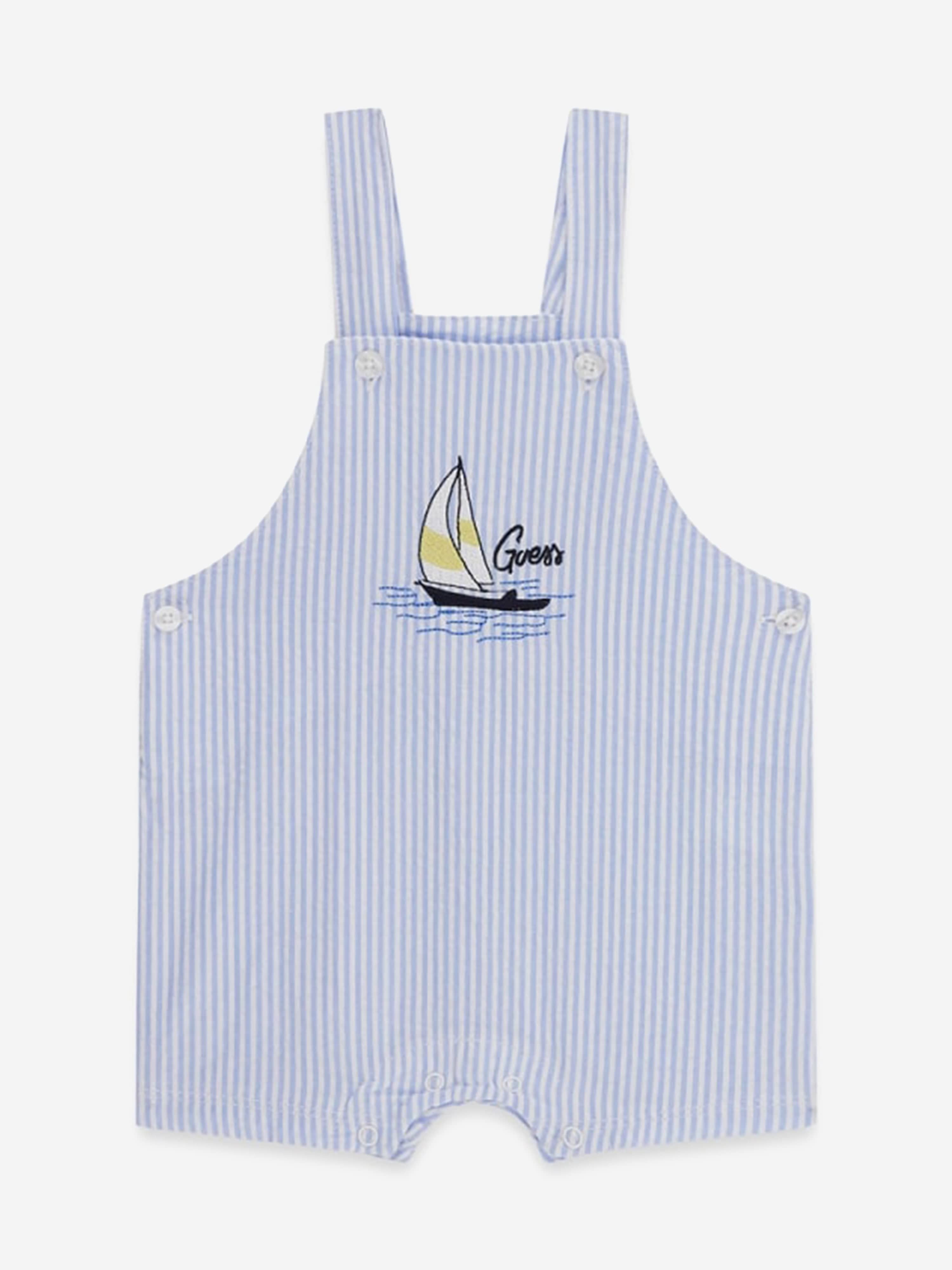 Guess Baby Boys Bodysuit and Seersucker Romper in Navy