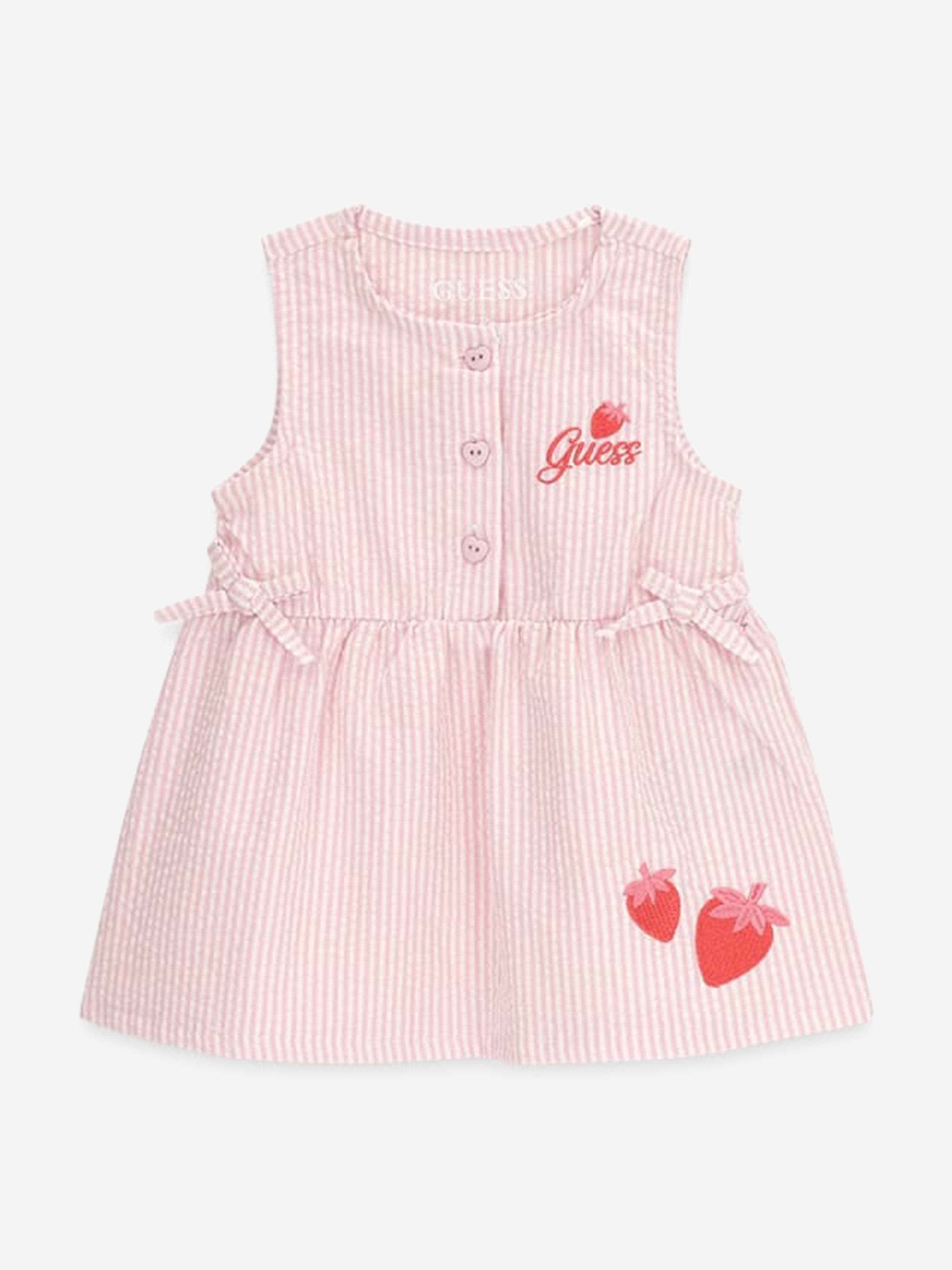 Guess Baby Girls Striped Dress Set in Pink