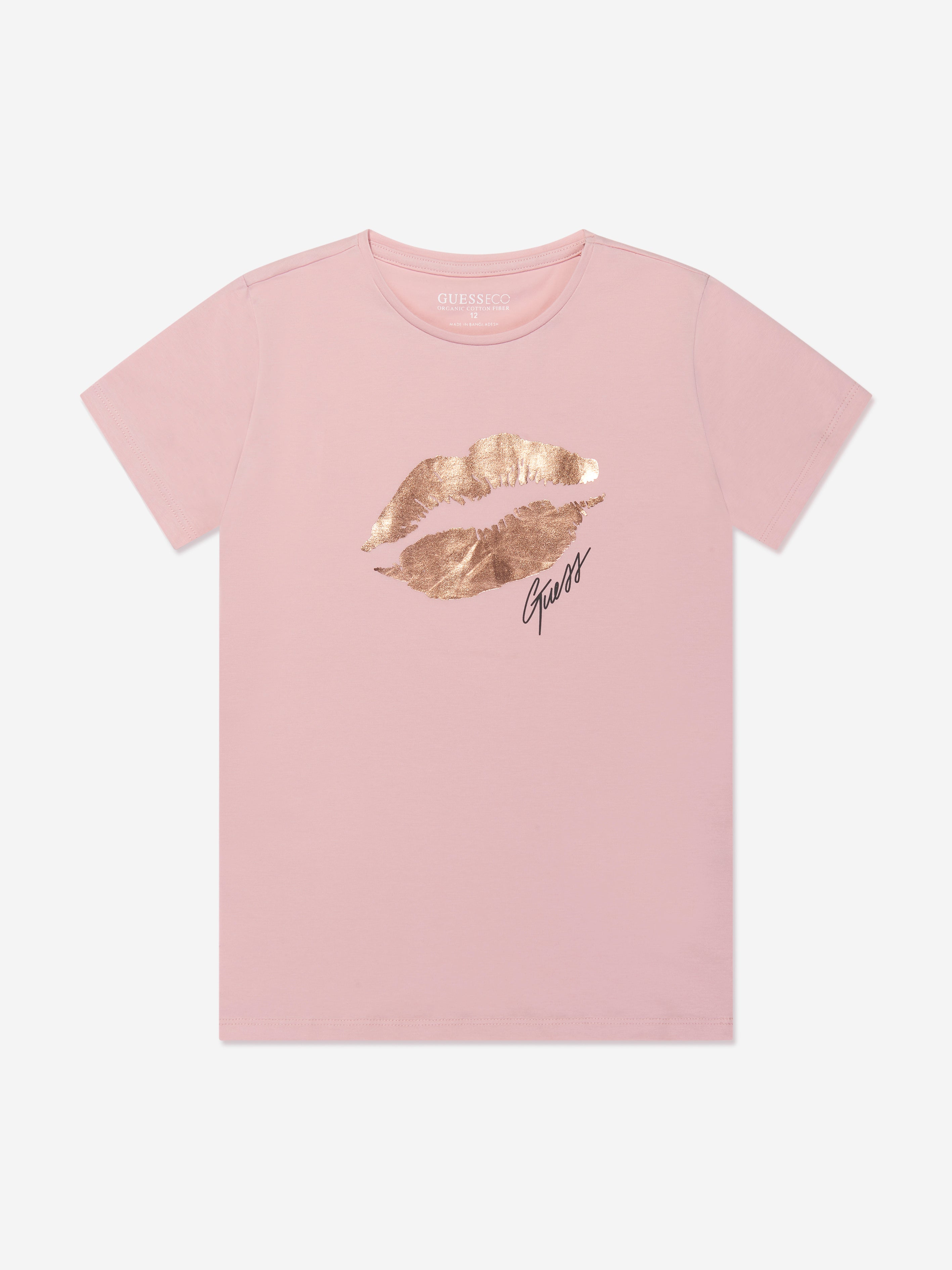 Guess Girls Kiss Print Logo T-Shirt