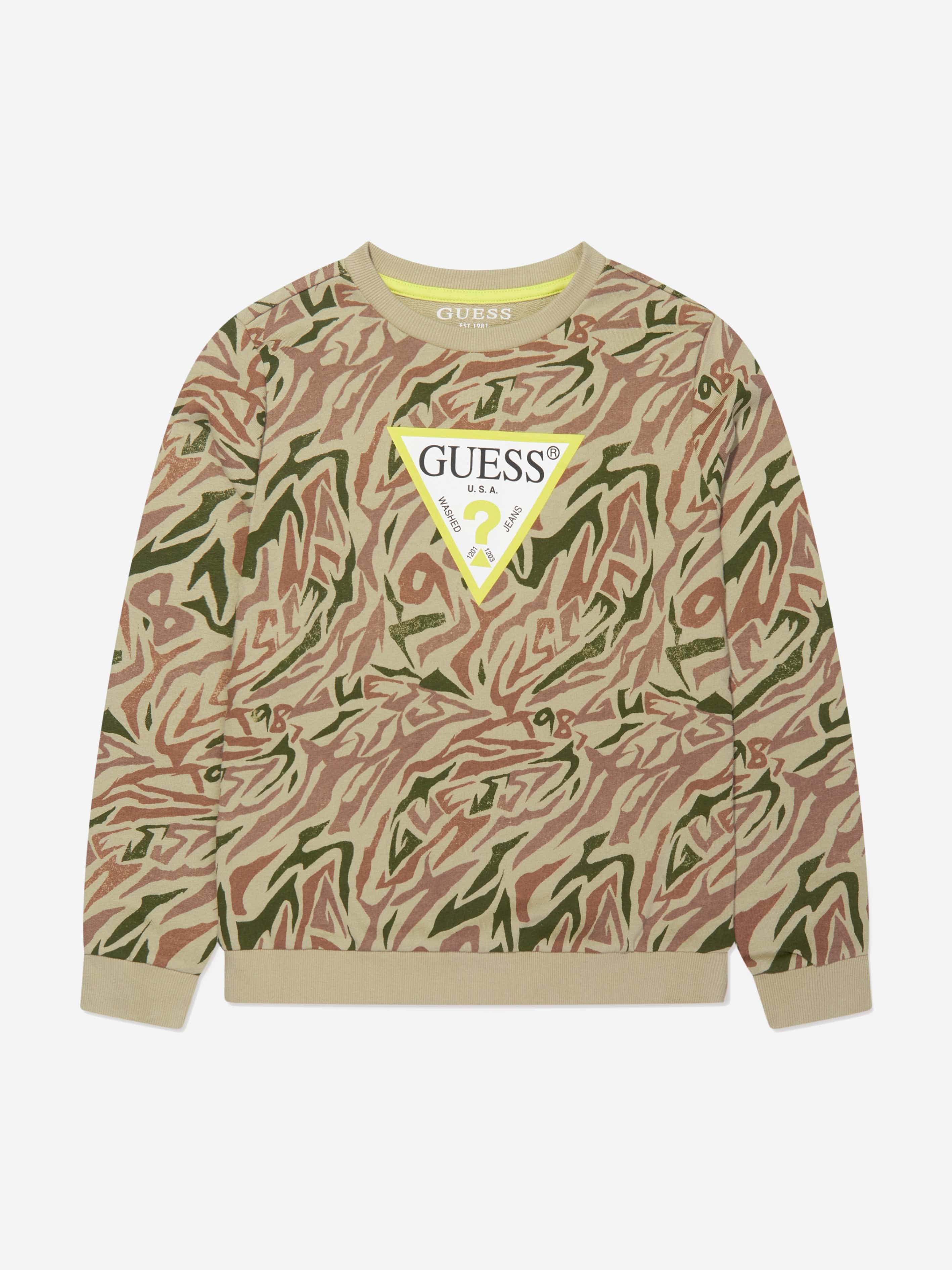 Guess Boys Logo Zebra Print Sweatshirt