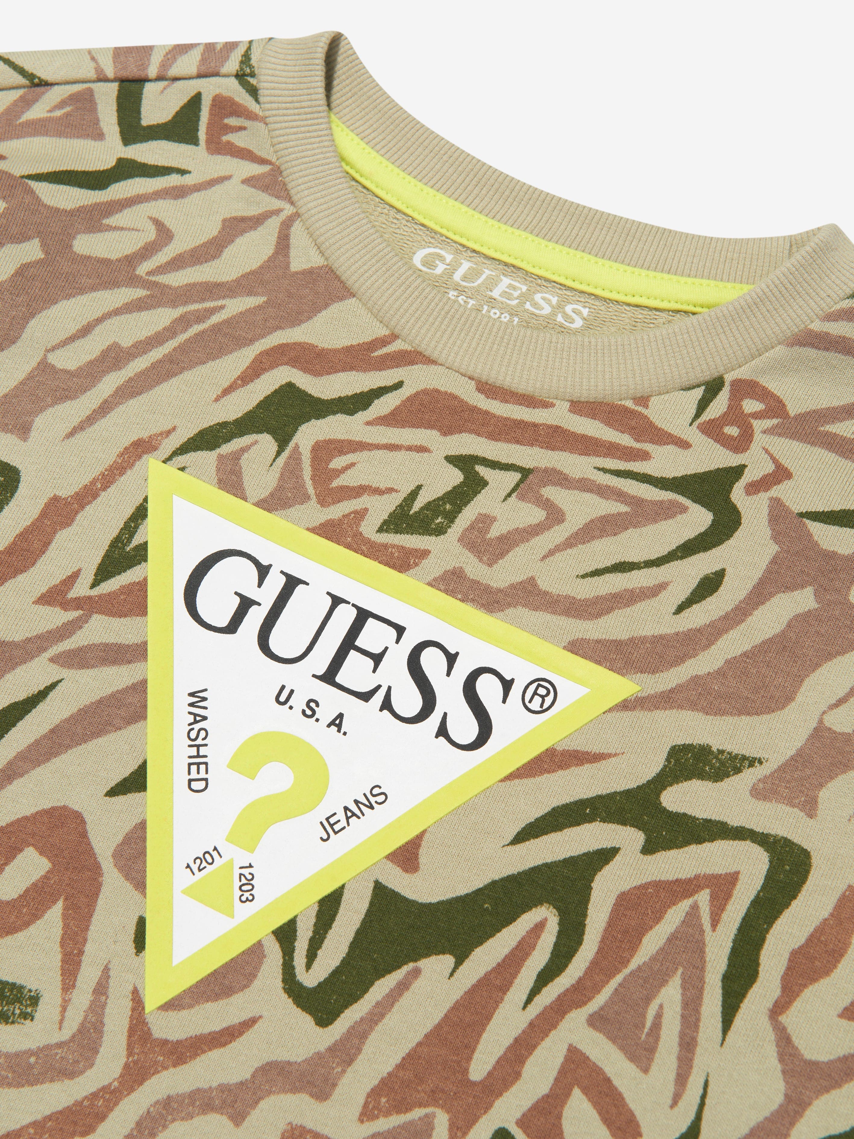 Guess Boys Logo Zebra Print Sweatshirt