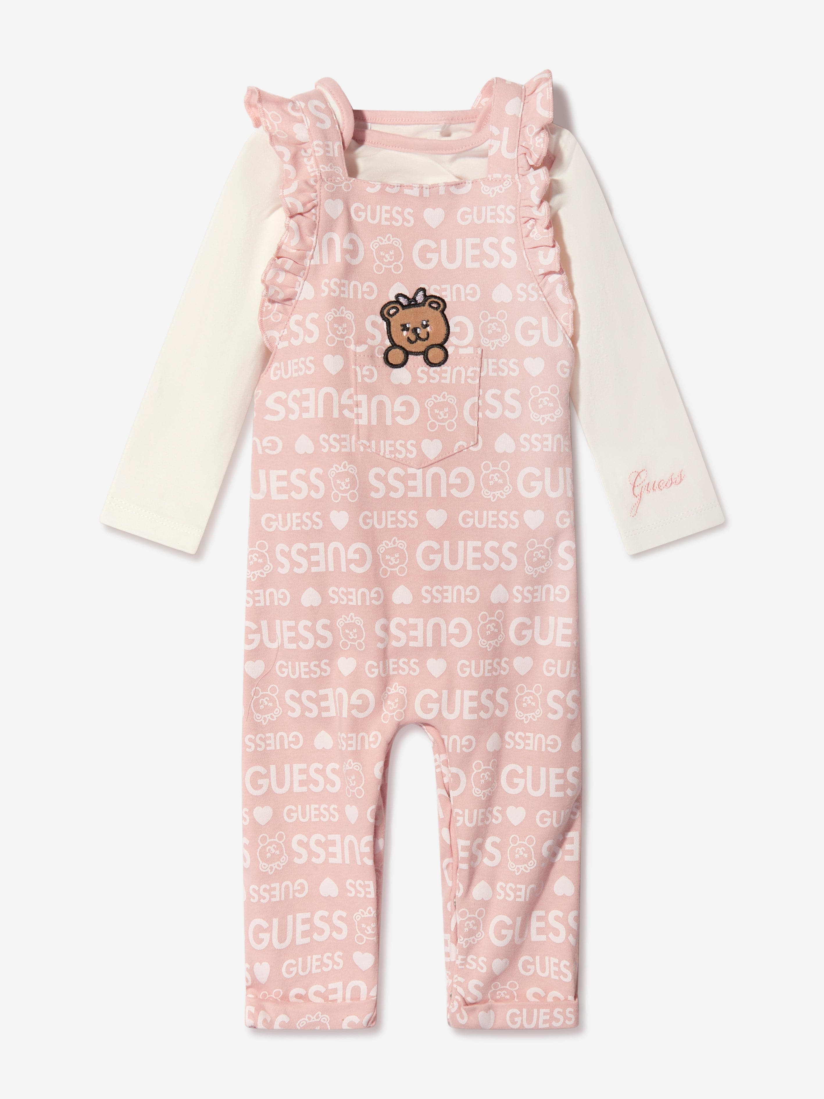 Guess Baby Girls Bodysuit And Dungarees Set