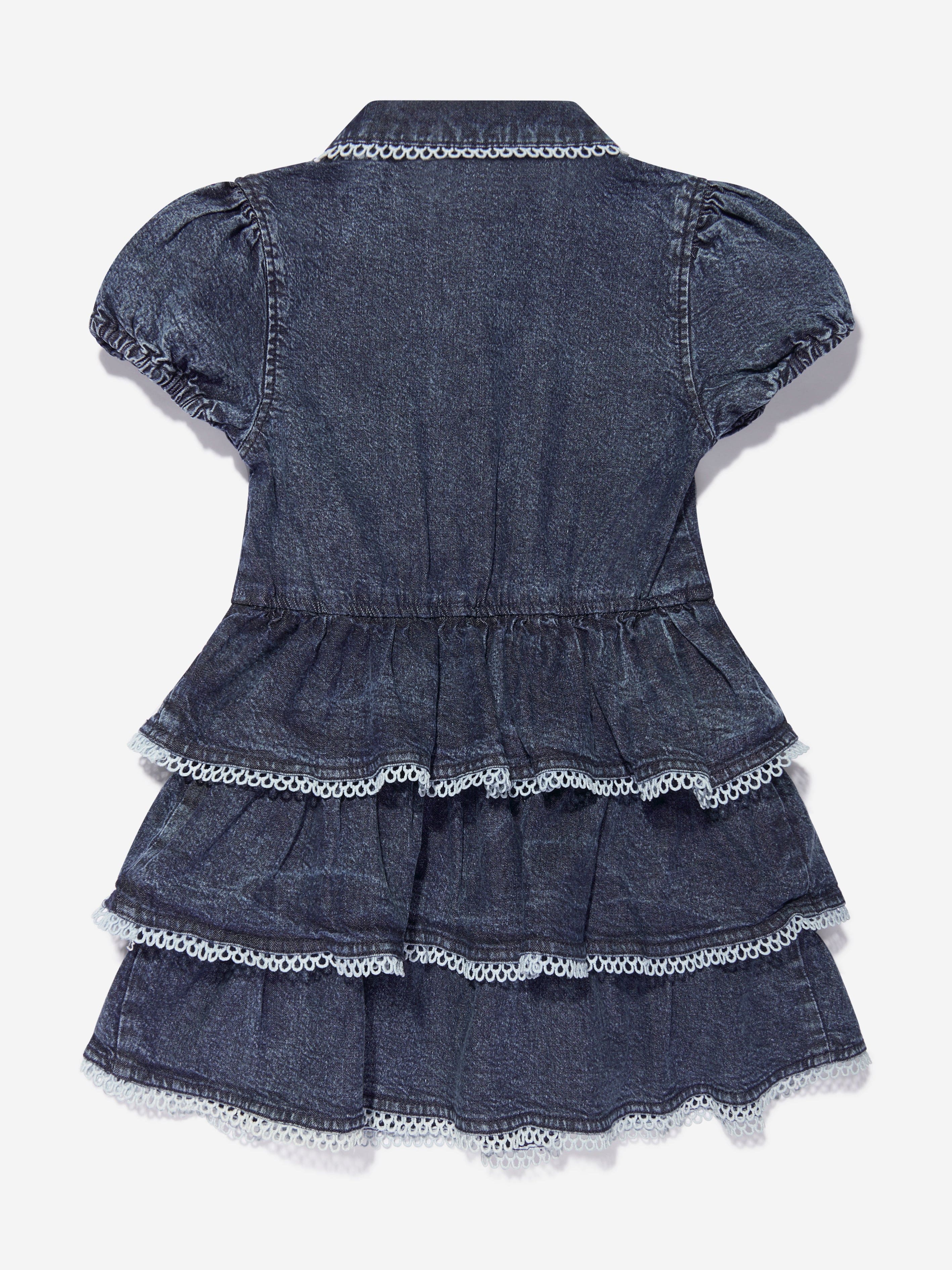 Guess Girls Denim Ruffle Dress in Blue