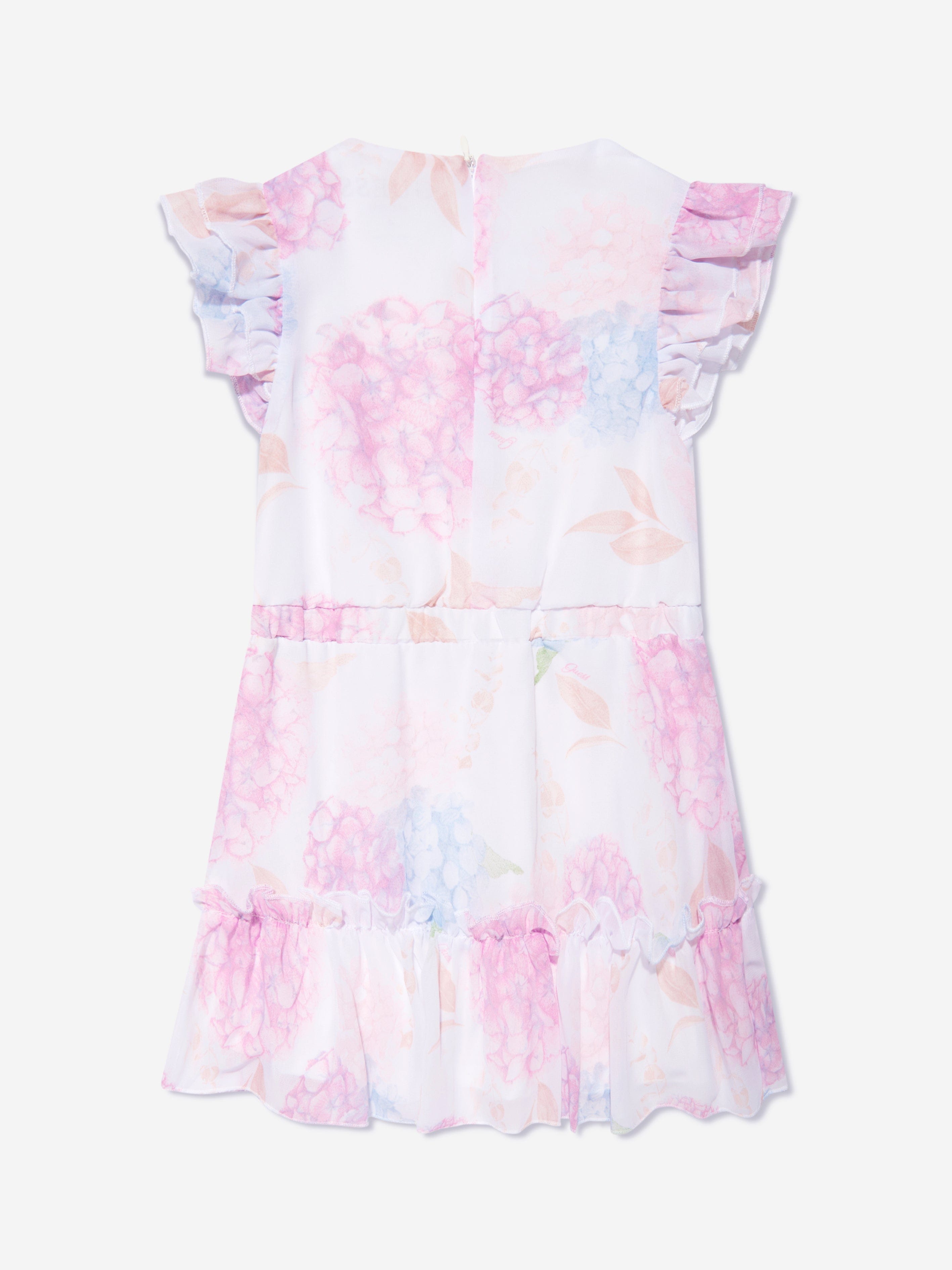 Guess Girls Floral Chiffon Dress in White