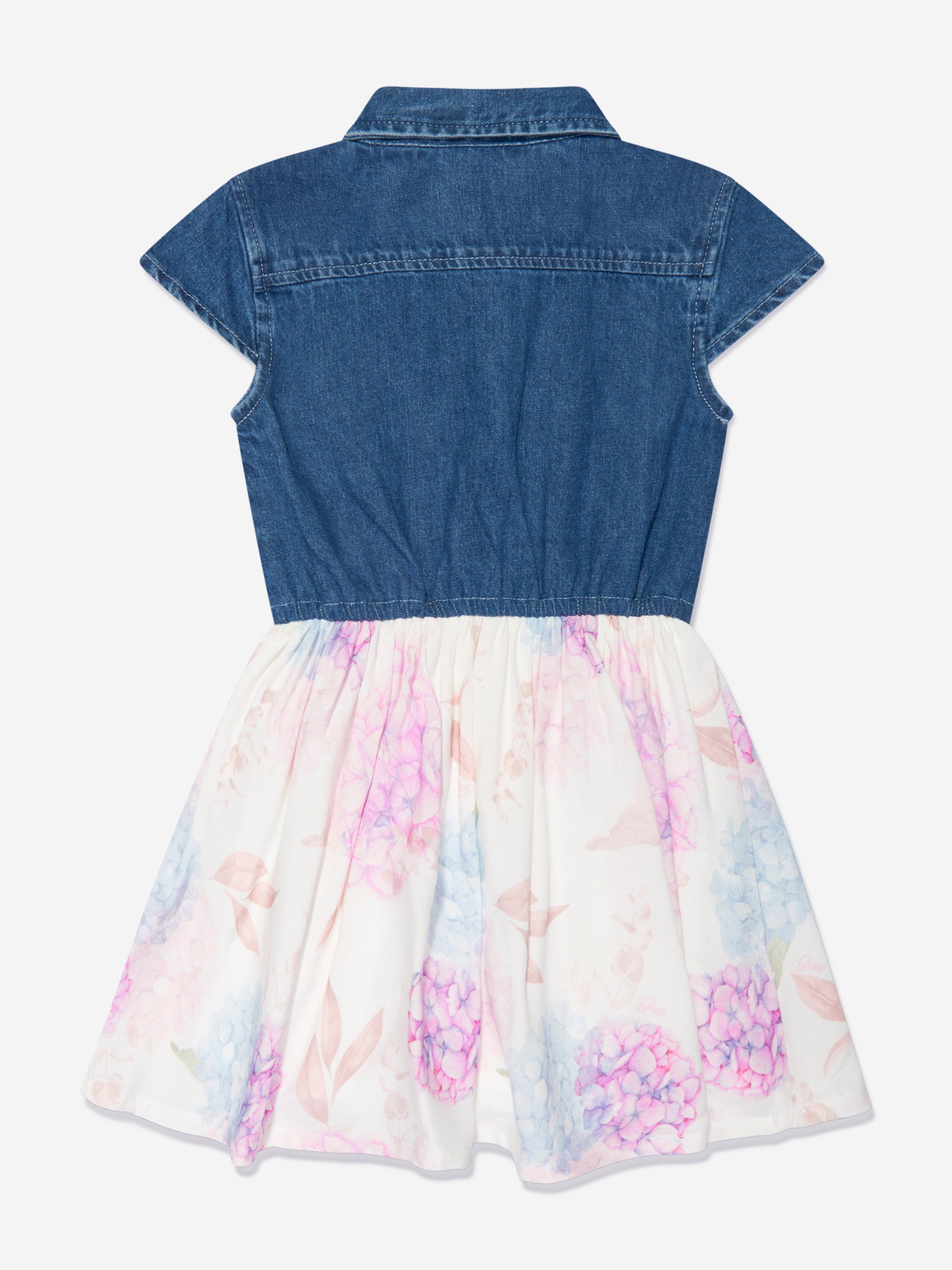 Guess Girls Chambray Floral Dress in Blue