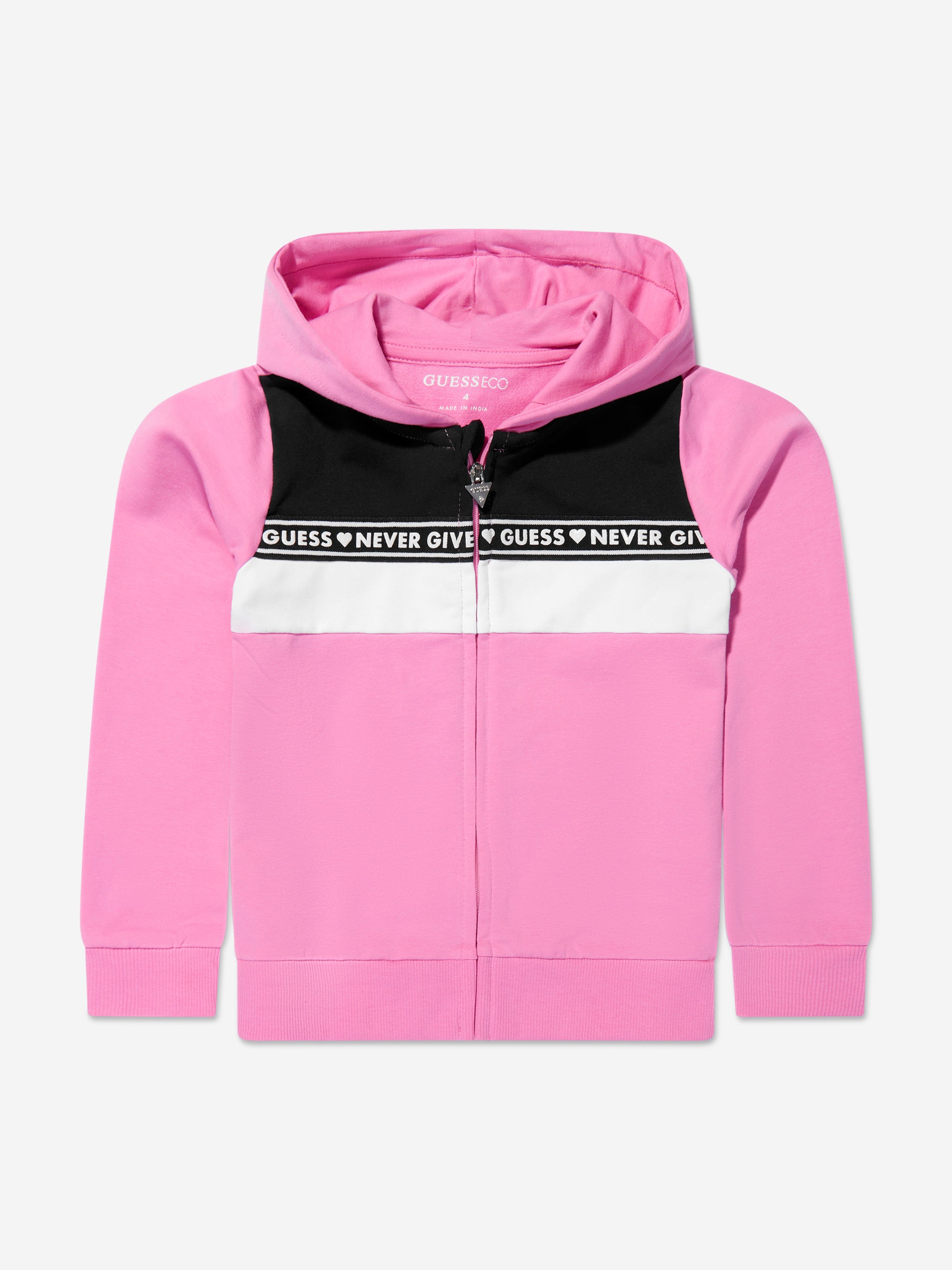 Guess Girls Zip Up Hoodie And Leggings Set in Pink