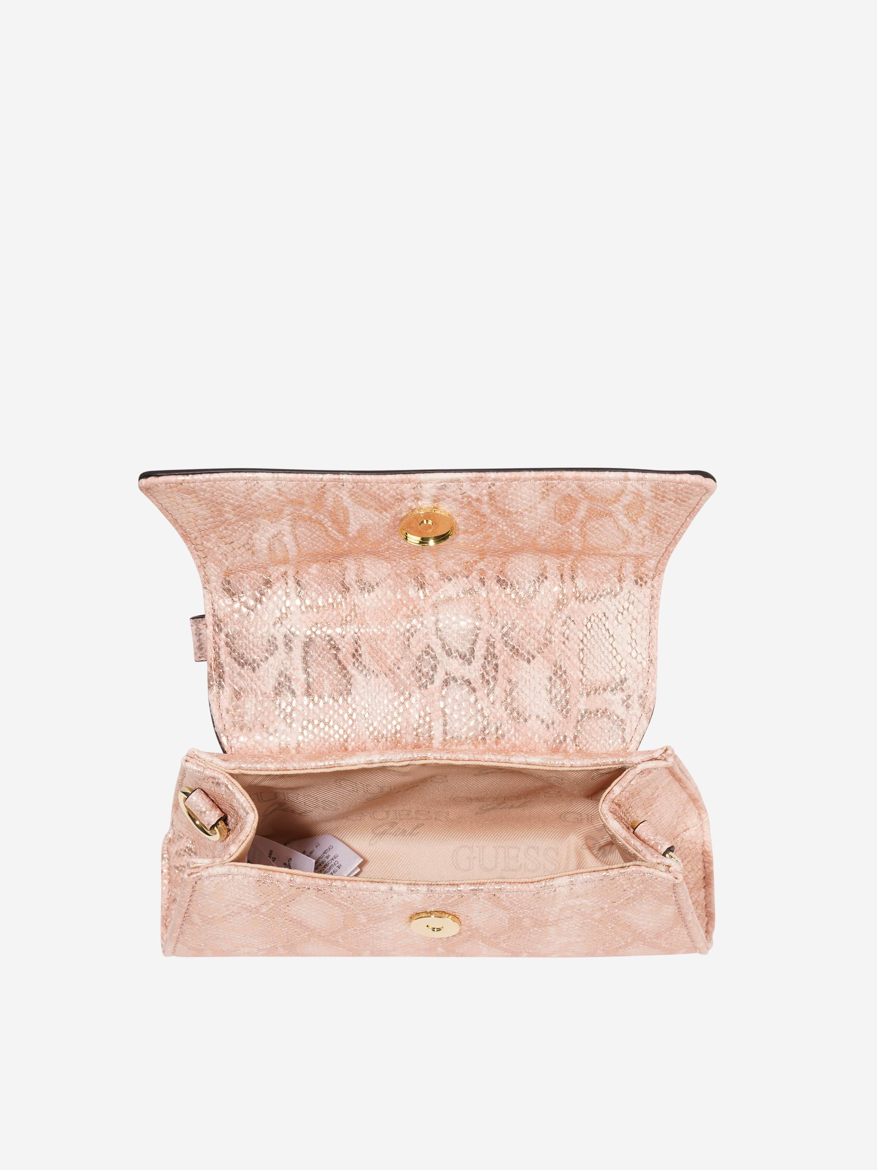 Guess Girls Snake Print Top Handle Bag in Pink