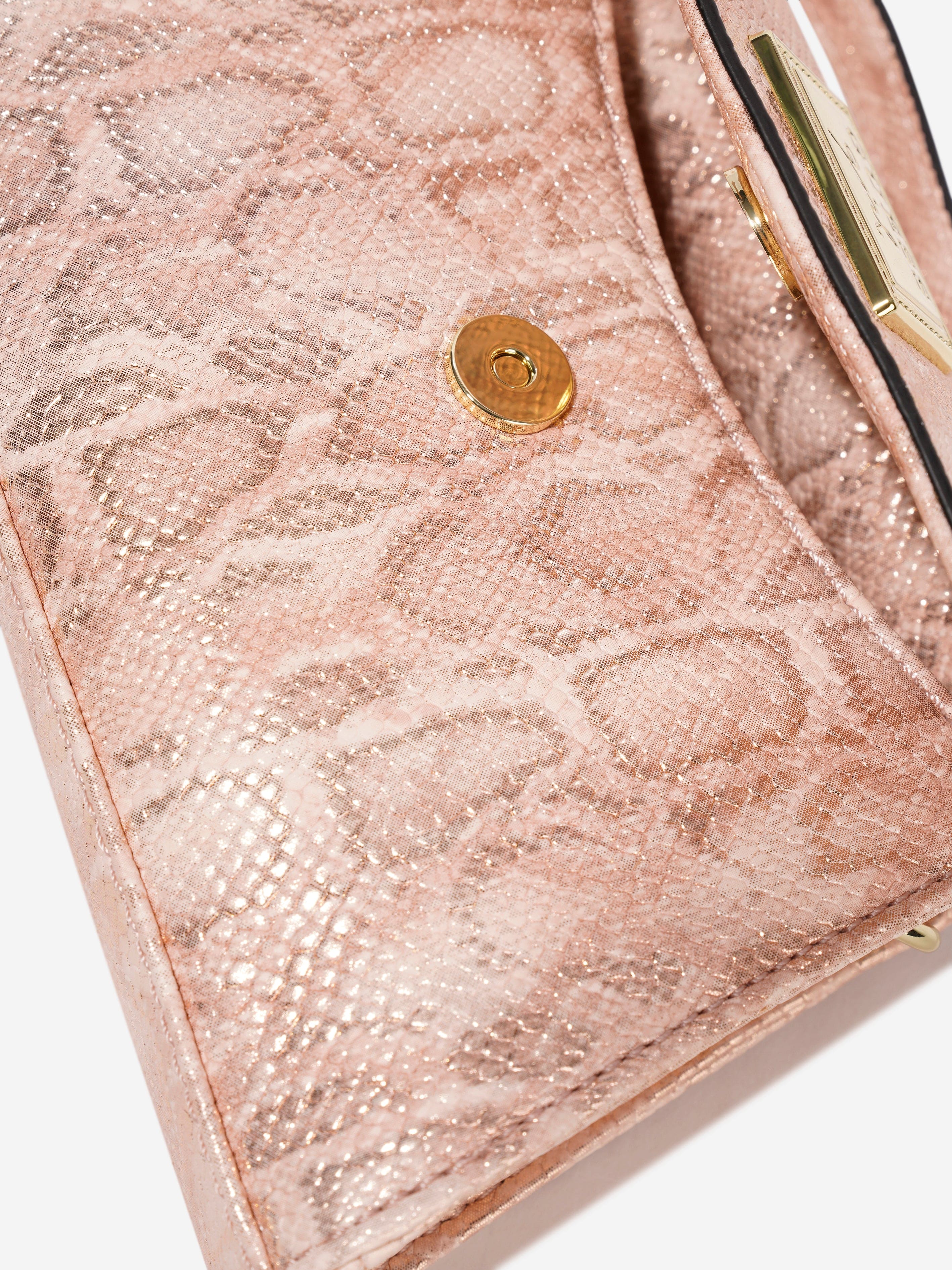 Guess Girls Snake Print Top Handle Bag in Pink