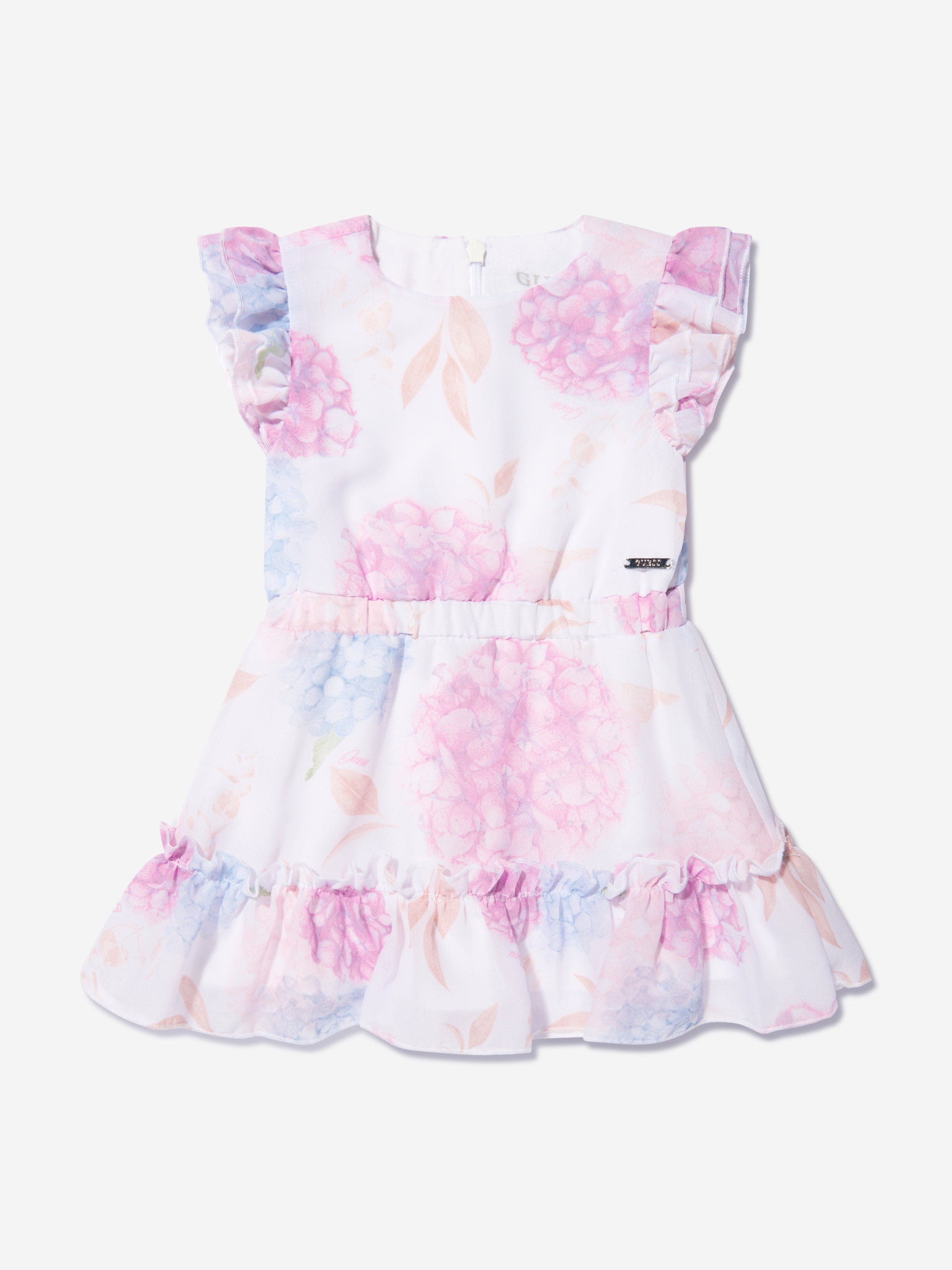 Guess Baby Girls Chiffon Dress And Knickers Set in White