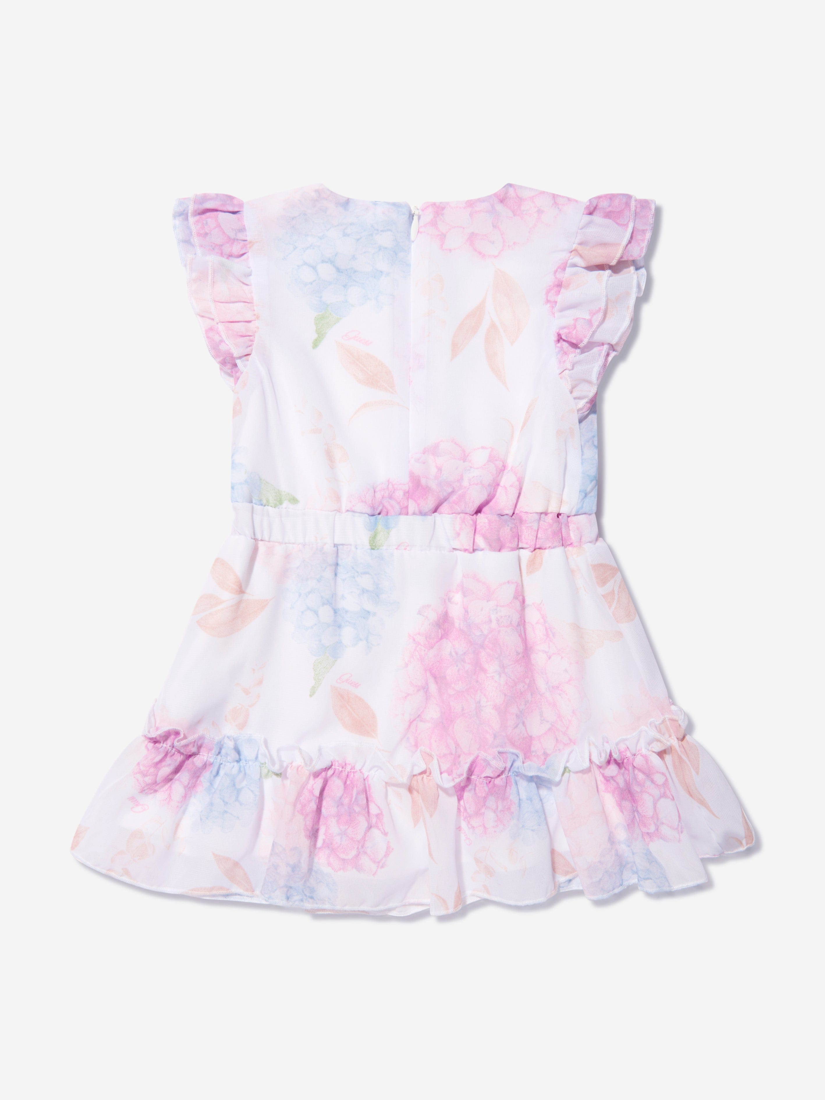 Guess Baby Girls Chiffon Dress And Knickers Set in White