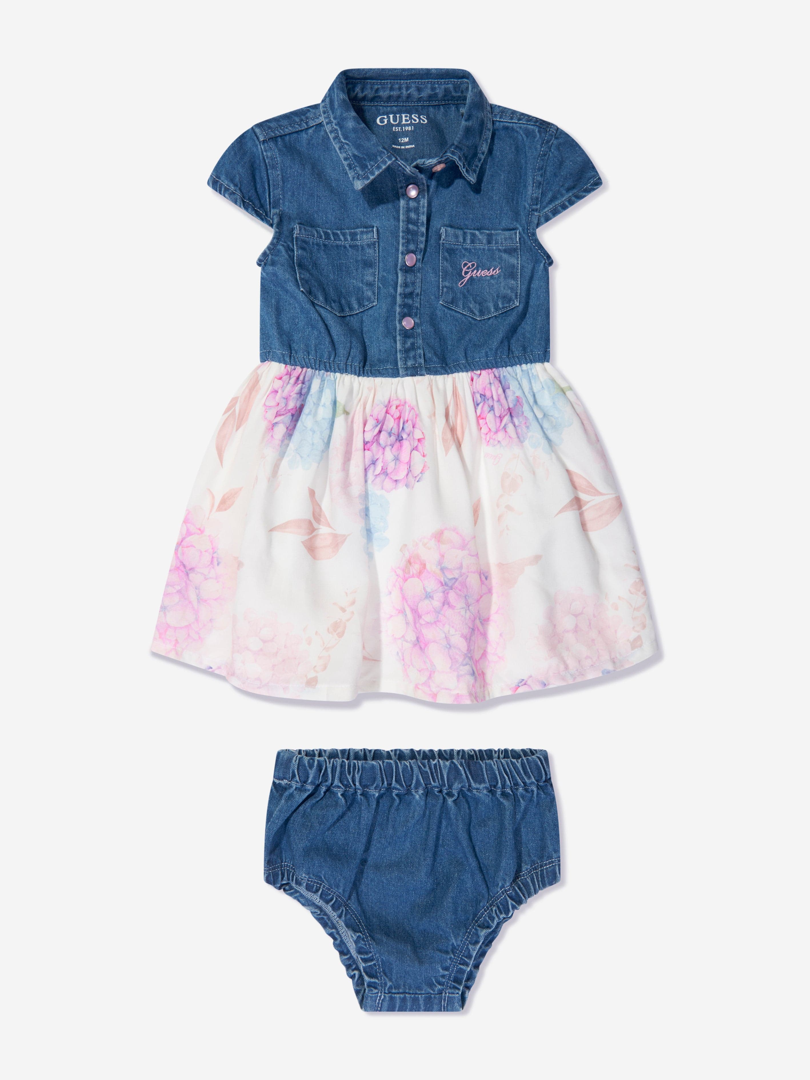 Guess Baby Girls Chambray Dress And Knickers Set in Blue