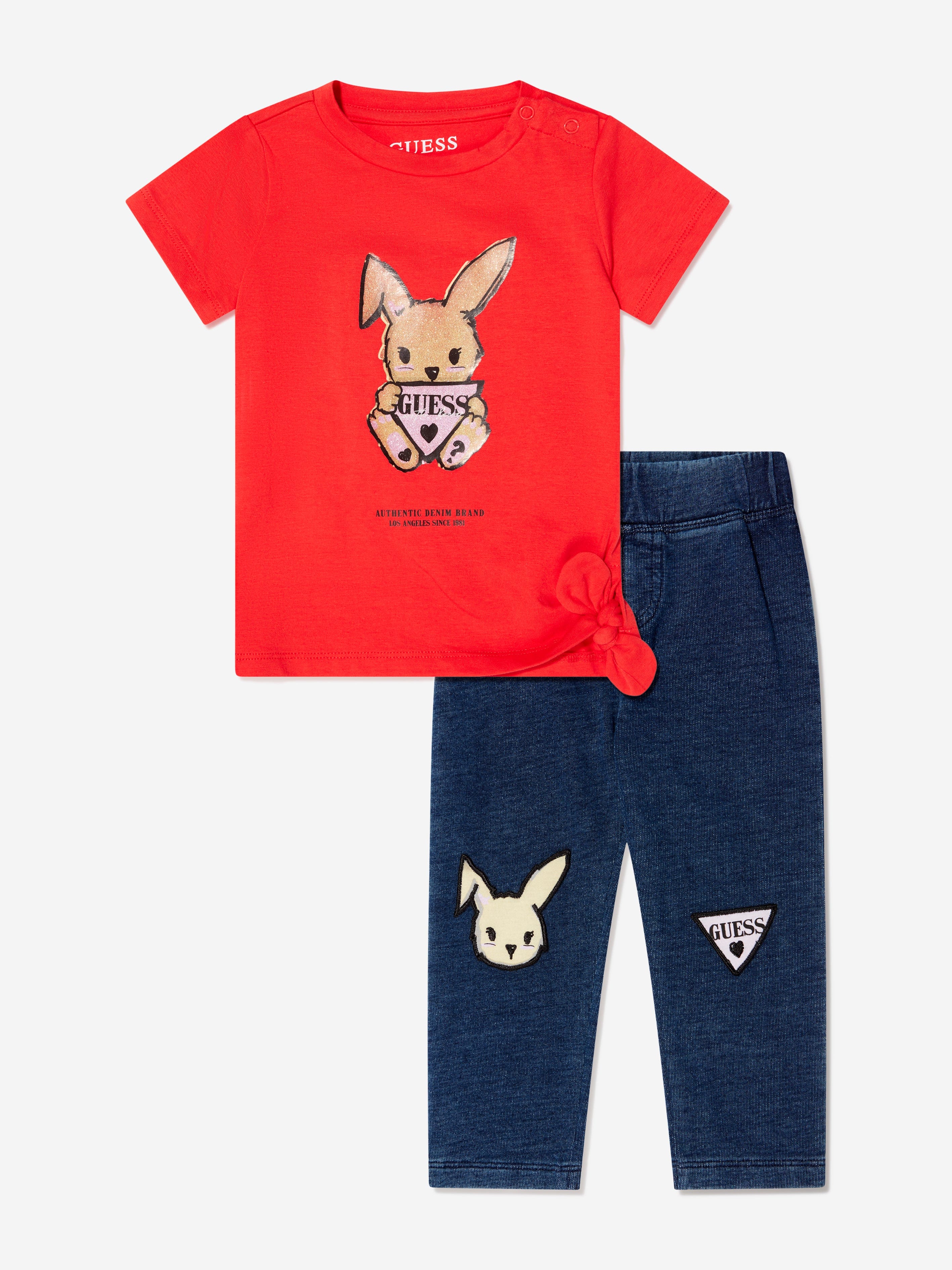 Guess Baby Girls T-Shirt And Denim Pants Set in Red