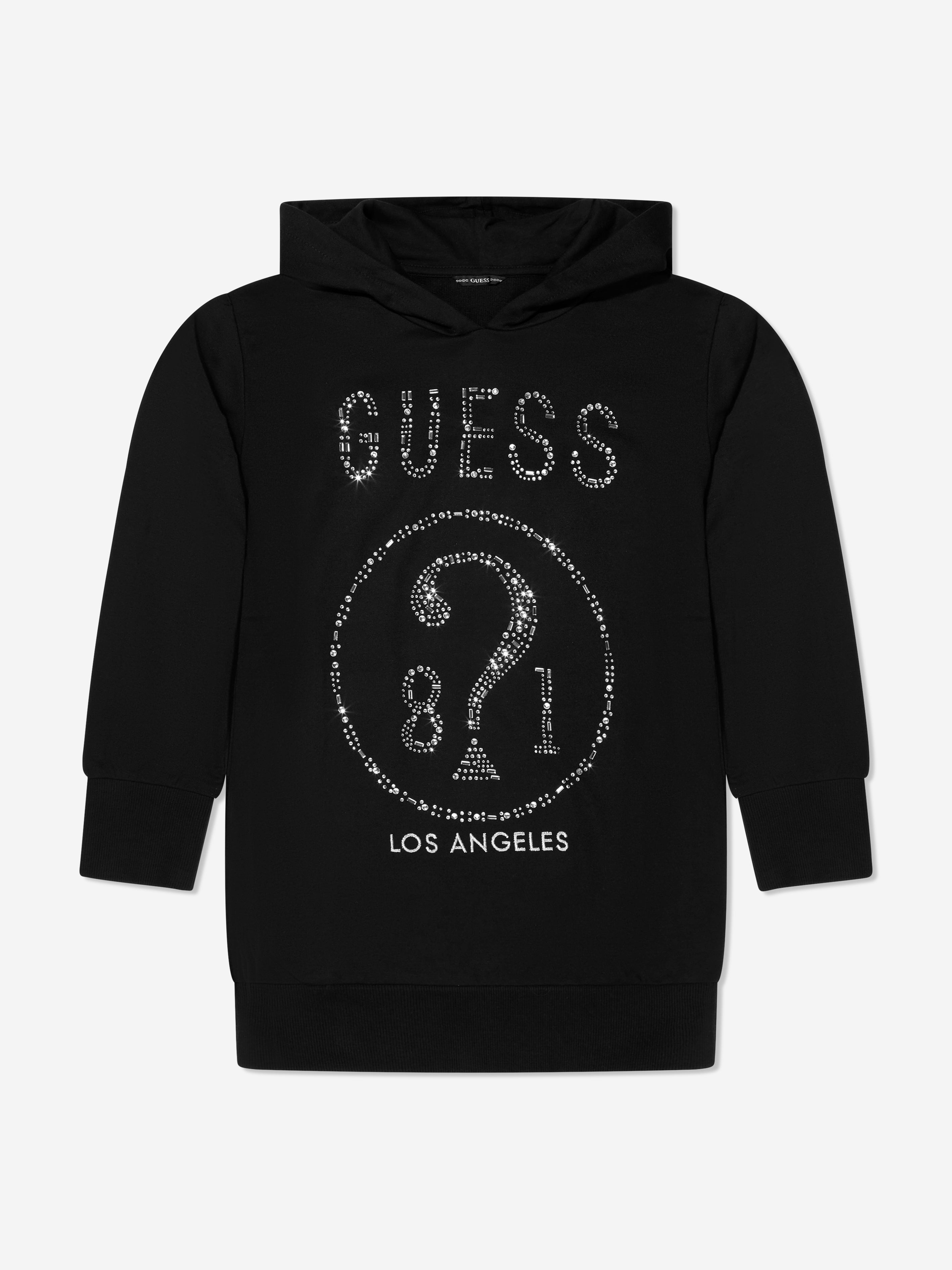 Guess Girls Hooded Sweater Dress in Black