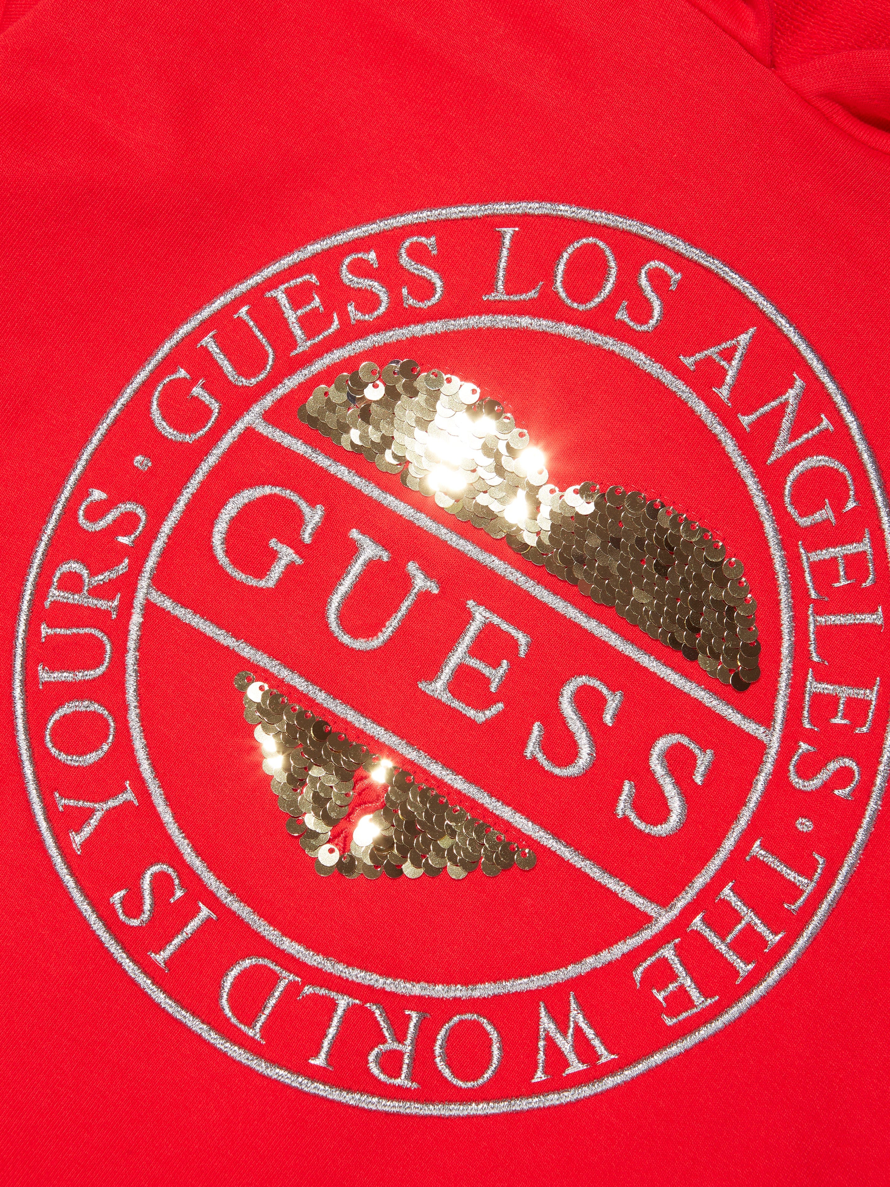 Guess Girls Hooded Sweater Dress in Red