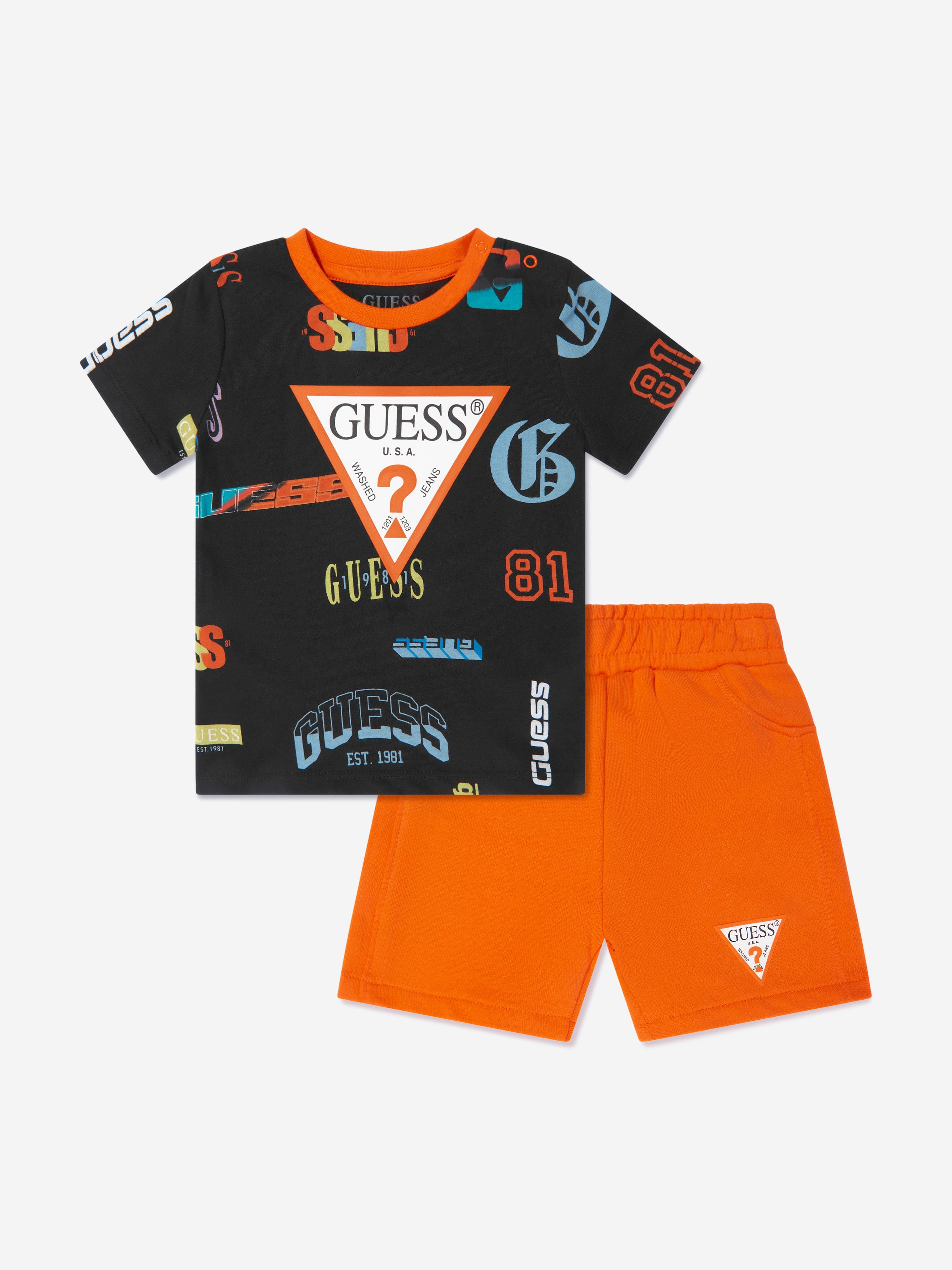 Guess Baby Boys T-Shirt And Shorts Set in Orange