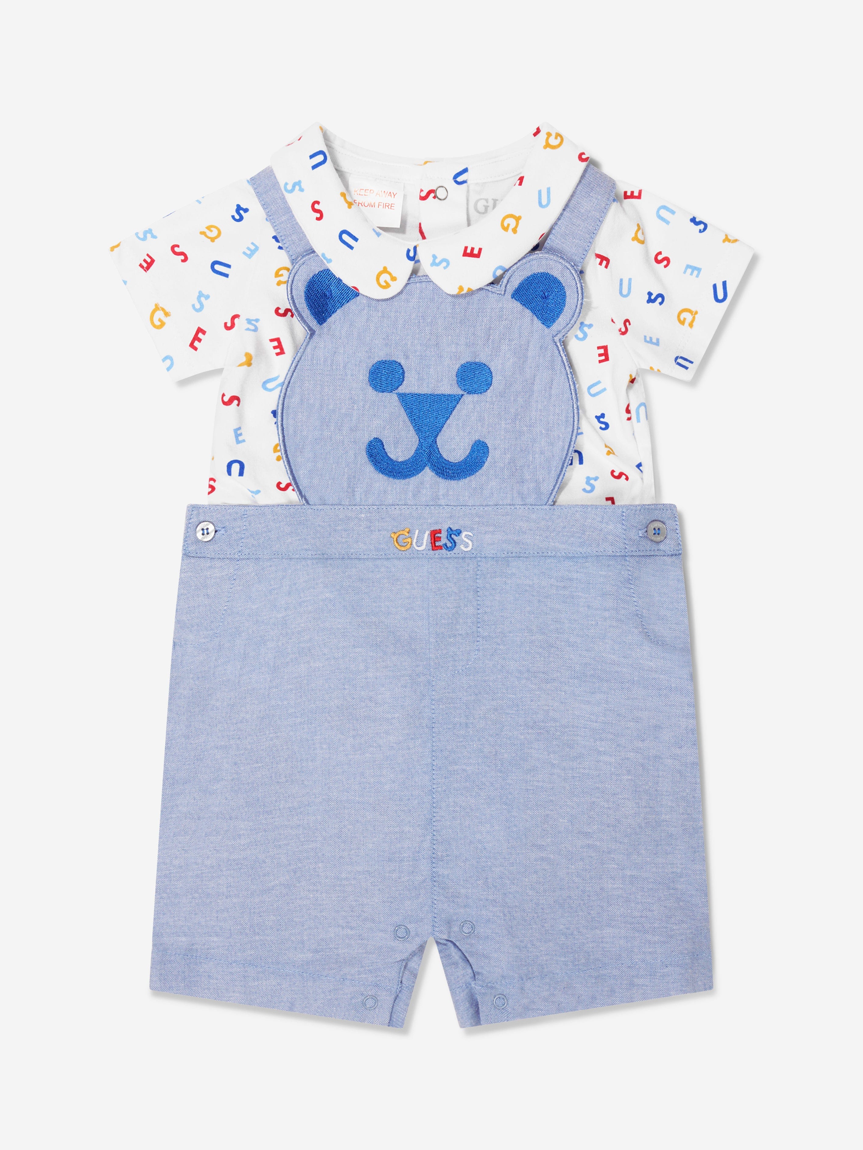 Guess Baby Boys Bodysuit And Dungarees Set in White