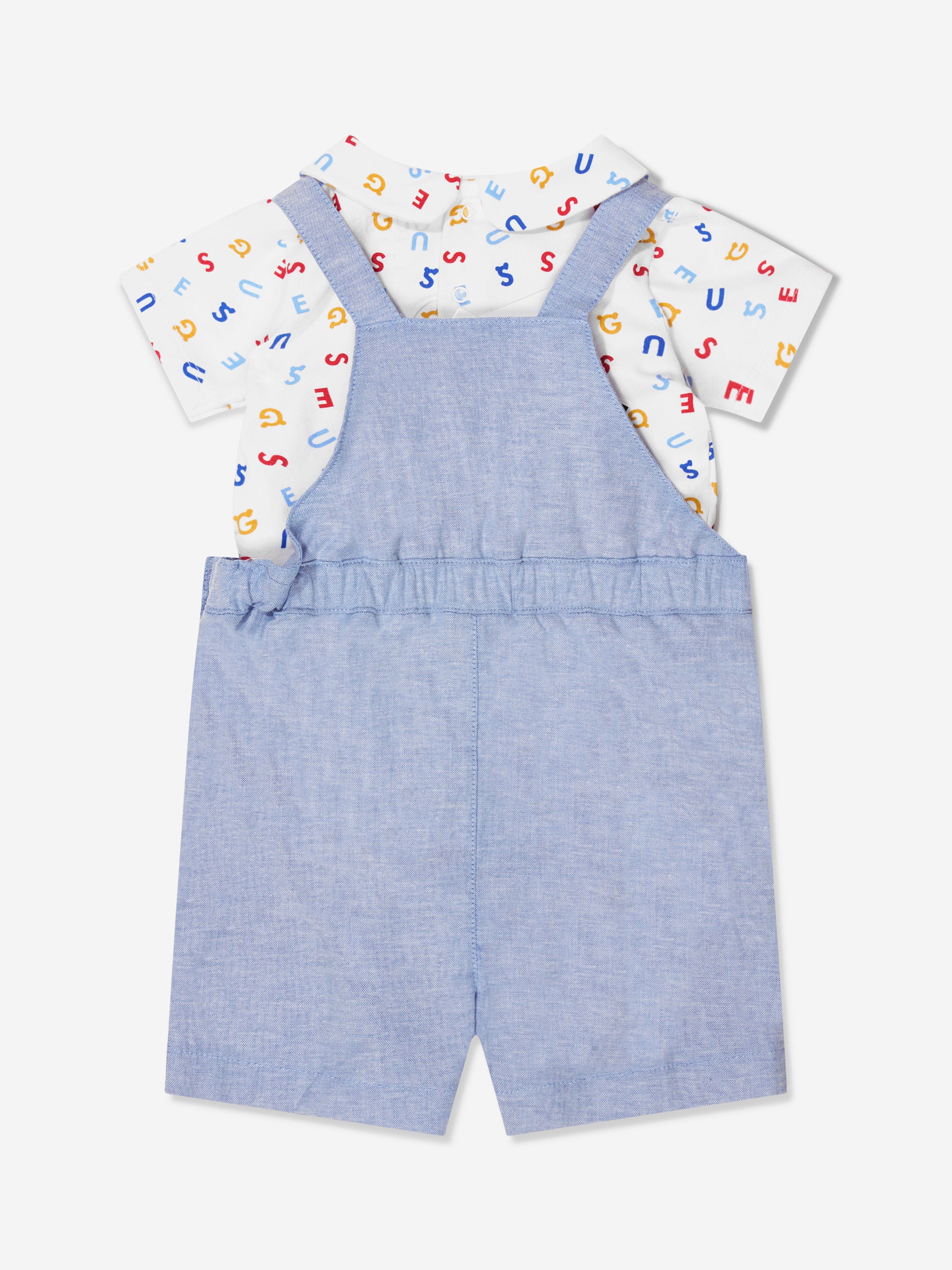 Guess Baby Boys Bodysuit And Dungarees Set in White