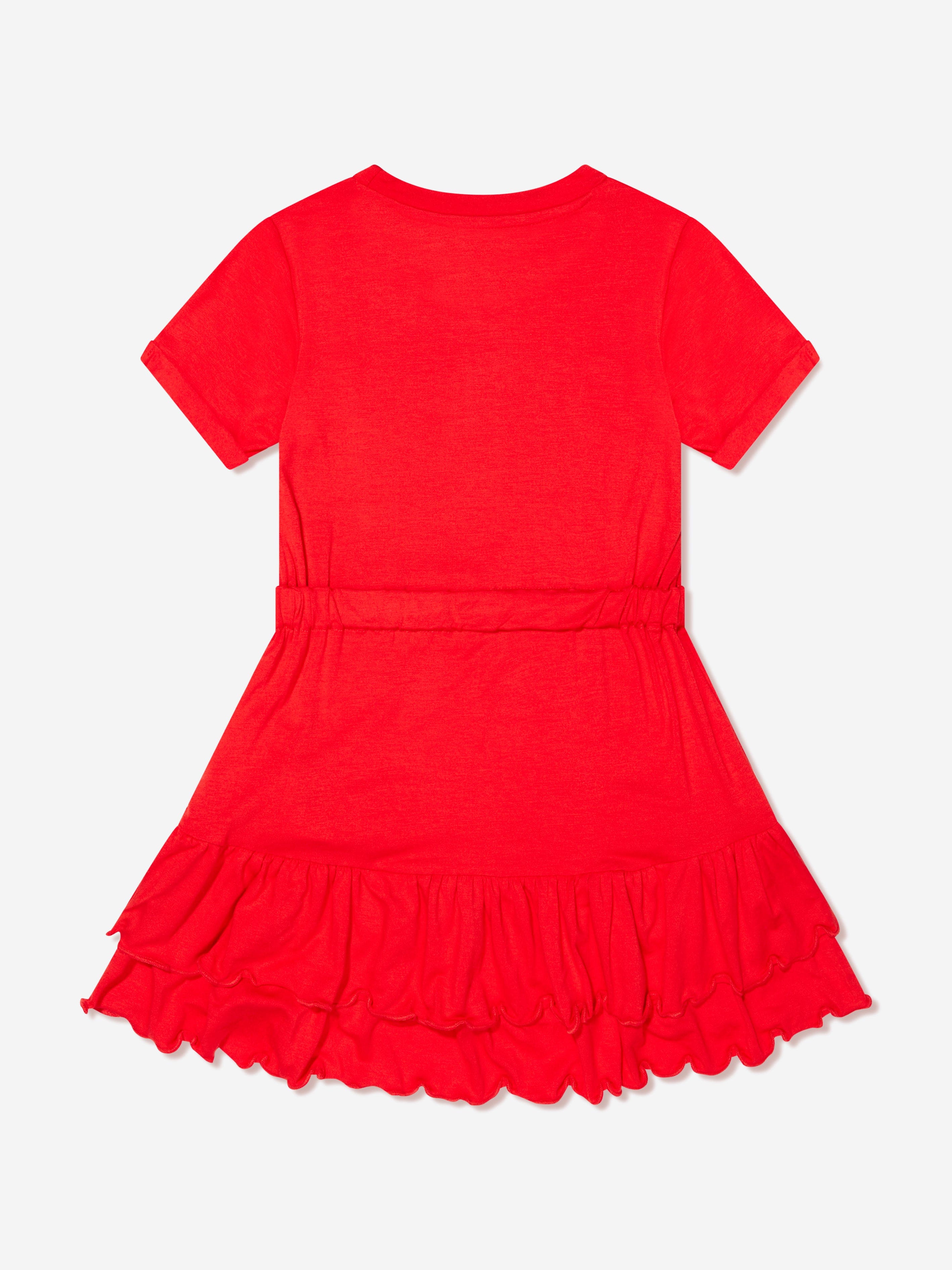 Guess Girls Short Sleeve Logo Dress in Red