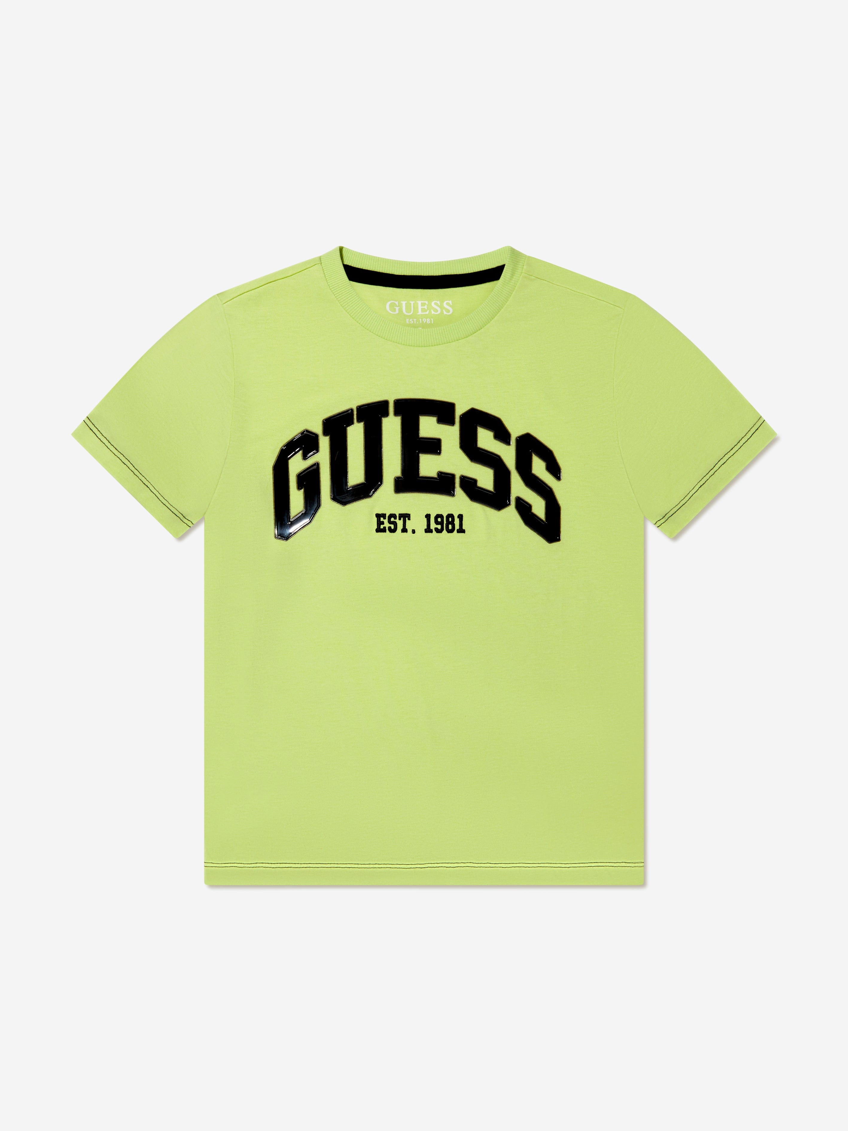 Guess Boys Logo T-Shirt in Lime