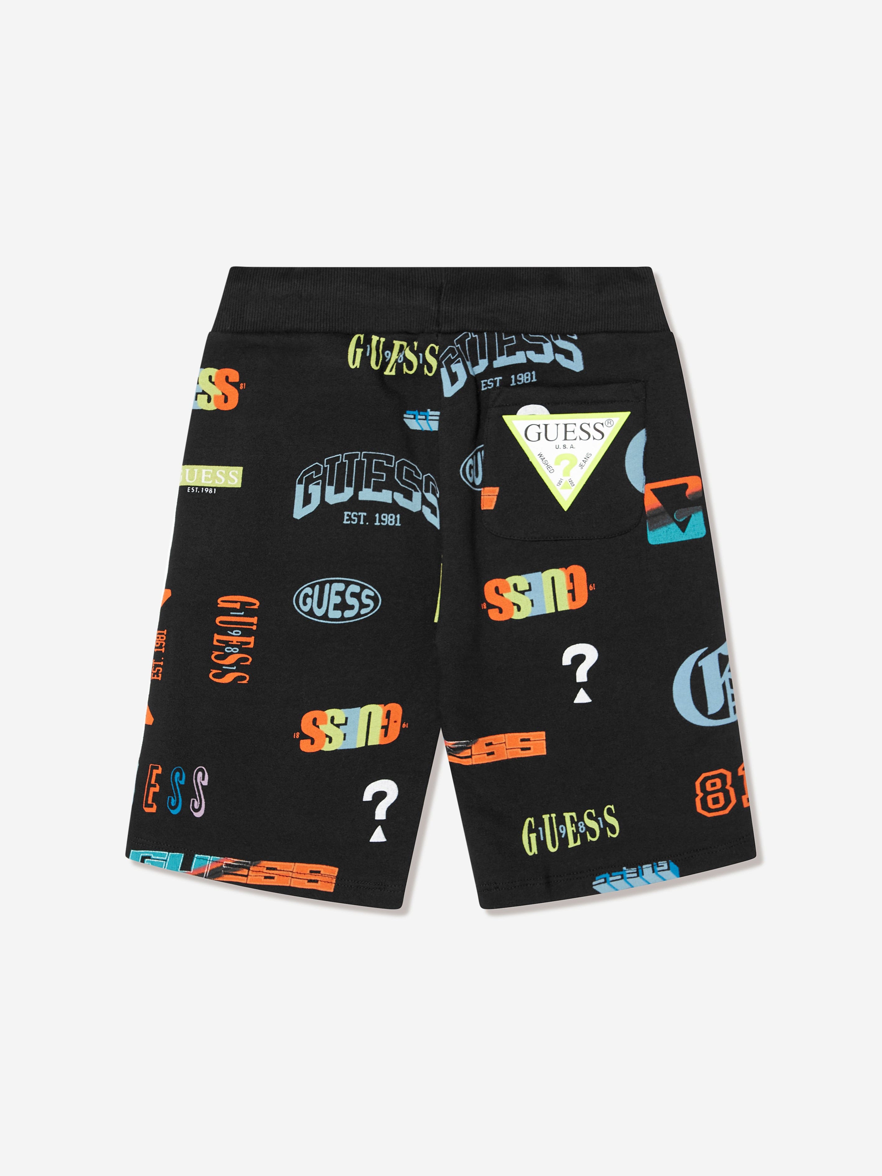 Guess Boys Logo Print Shorts in Black