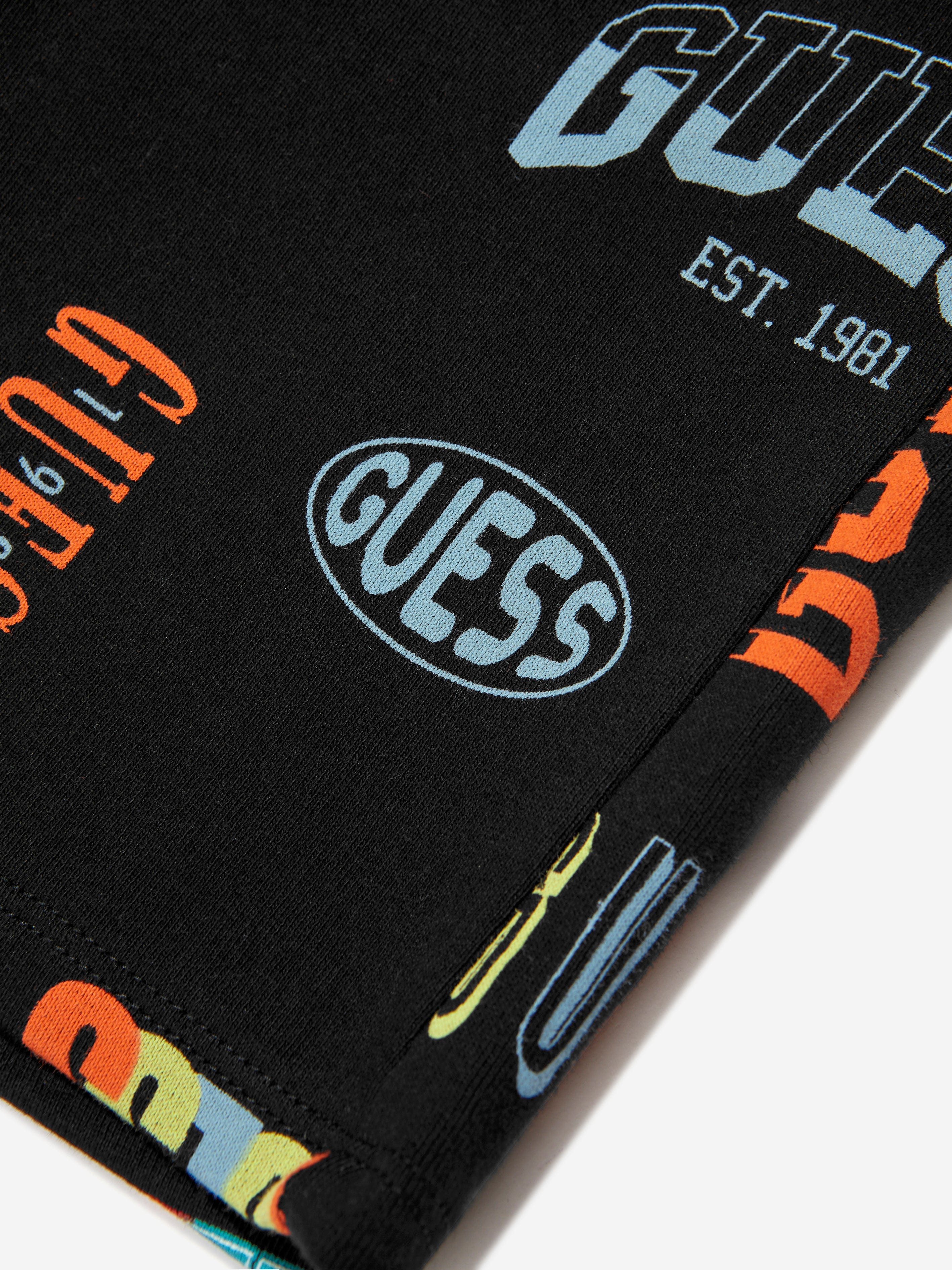 Guess Boys Logo Print Shorts in Black